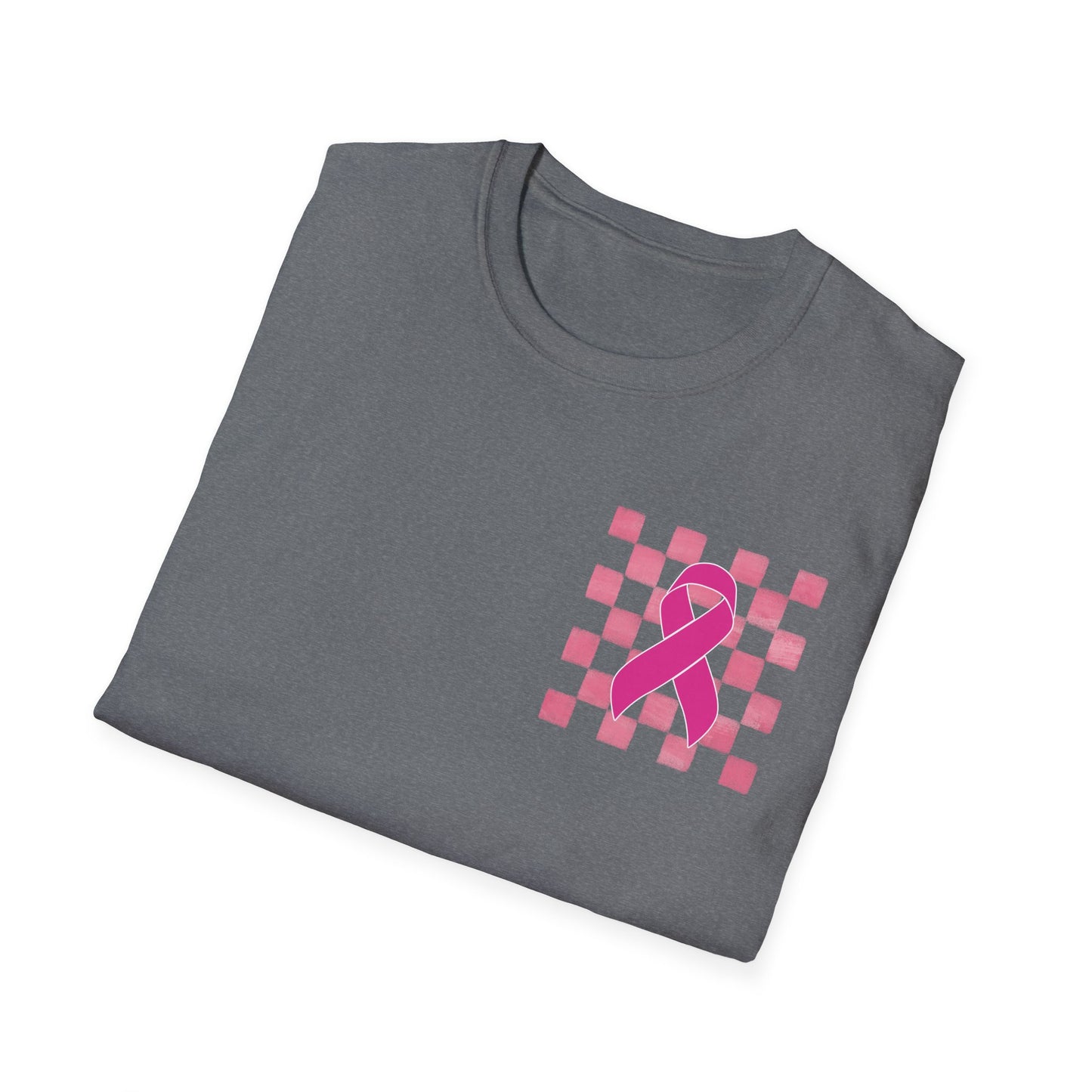 Checkered Pink Ribbon Awareness T-Shirt | Softstyle Tee