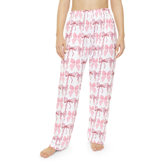 Chic Pink Bow Print Women's Pajama Pants - Motherhood- Cozy & Stylish Sleepwear