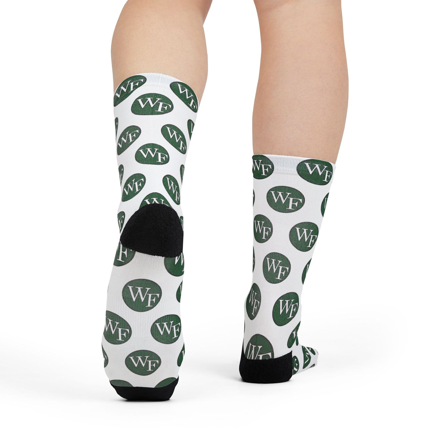 WF Monogram White Crew Socks