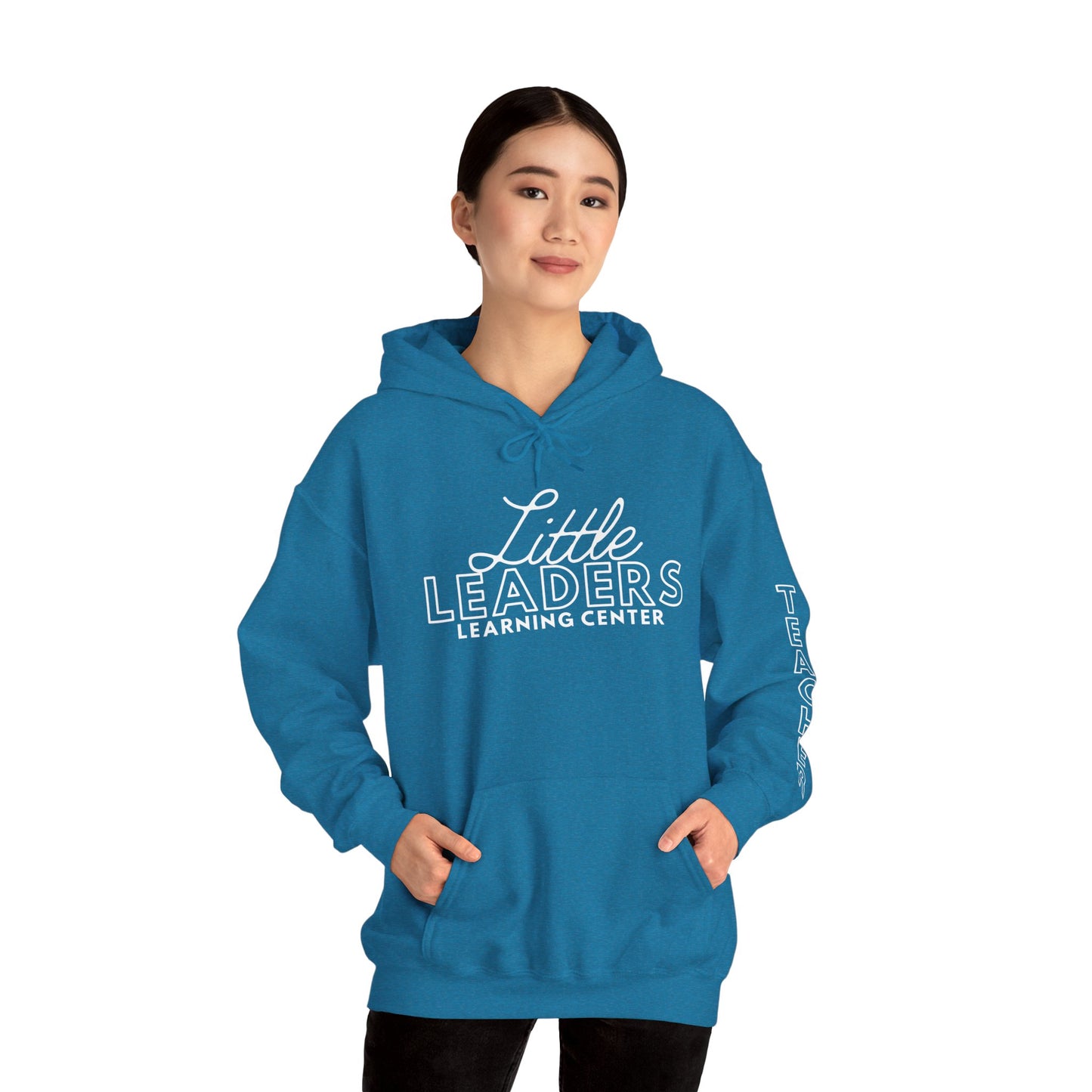 Little Leaders Teacher Simple Design Hoodie w/ Teacher on Sleeve - Cozy Unisex Sweatshirt