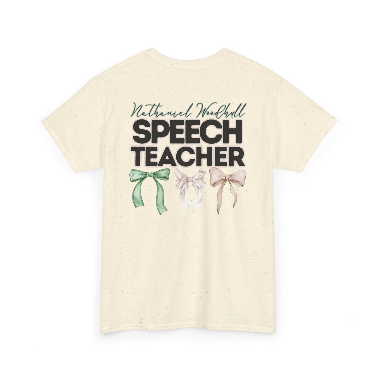 Woodhull Speech Teacher and Bows- Unisex Heavy Cotton Tee with Bow Design