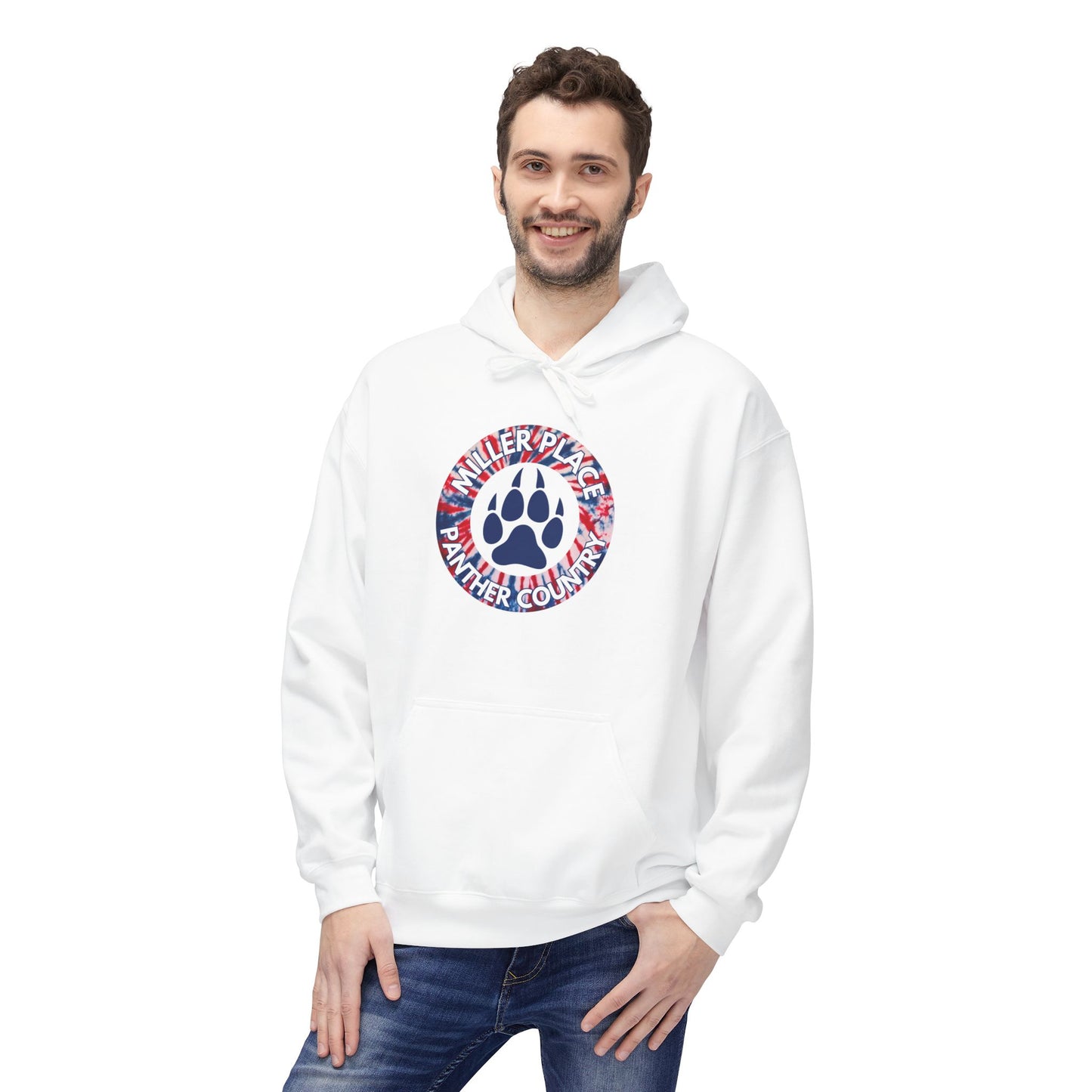 Miller Place Panther Country -Unisex Fleece Hoodie with Tie Dye Design