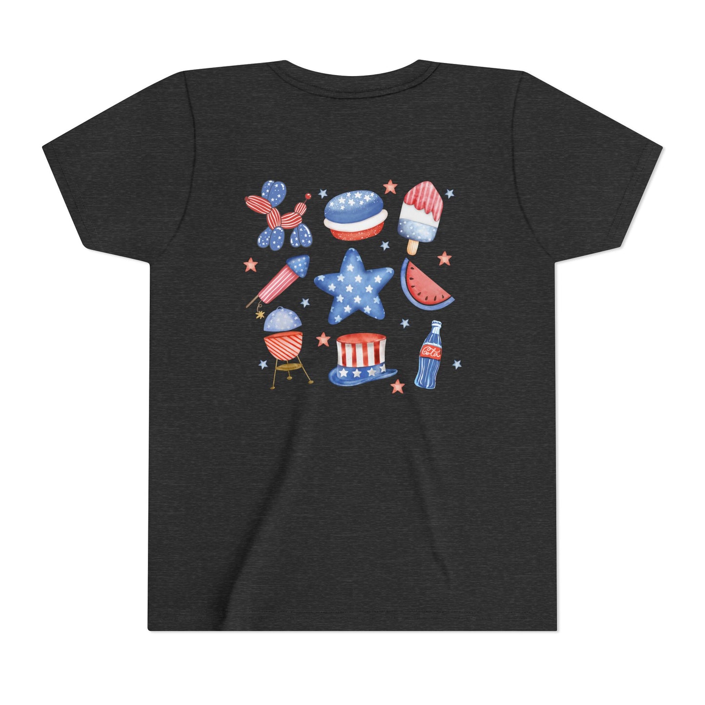 Stars, Stripes & Snacks Youth Tee for Kids, USA - Kids Short Sleeve Shirt, Holiday Mini