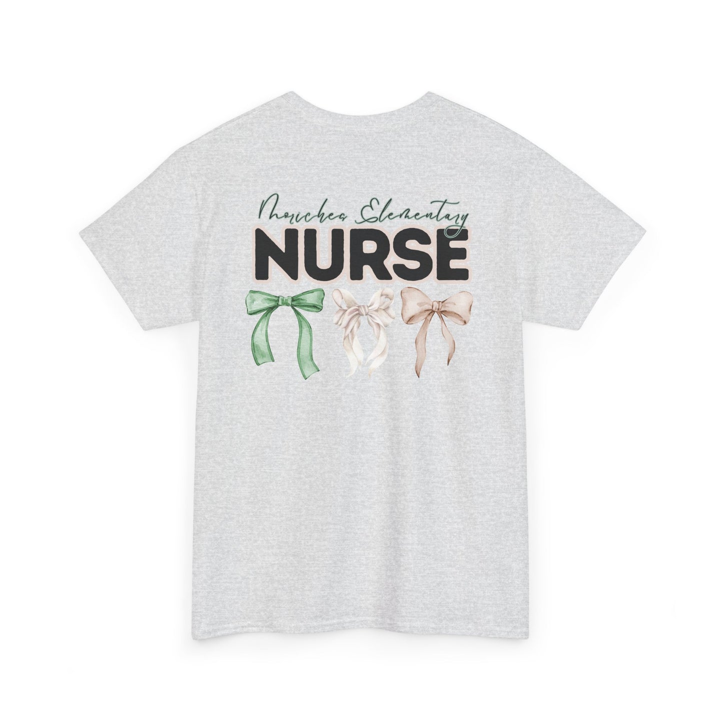 Moriches Nurse and Bows- Unisex Heavy Cotton Tee with Bow Design
