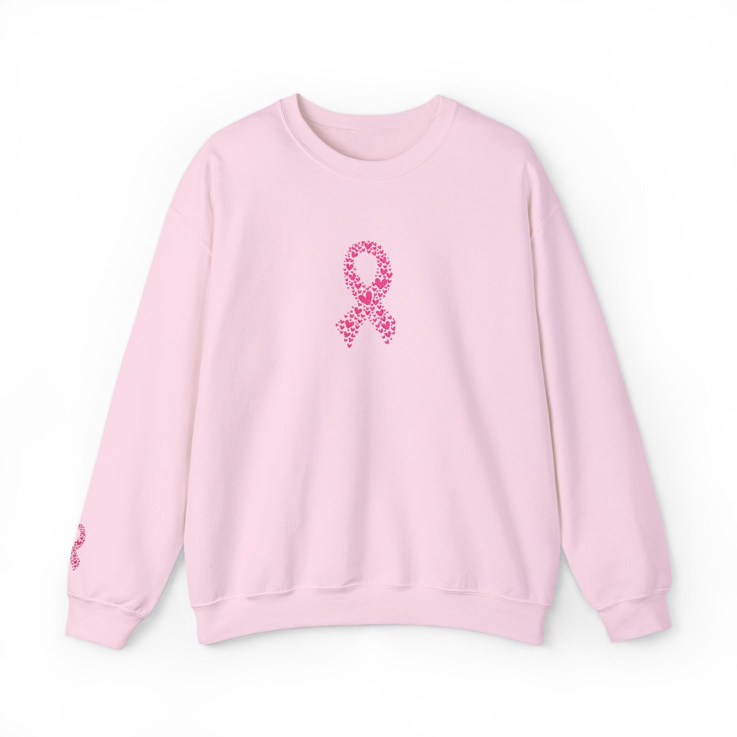 Embroidered Pink Ribbon Awareness Sweatshirt - Cozy Unisex Crewneck