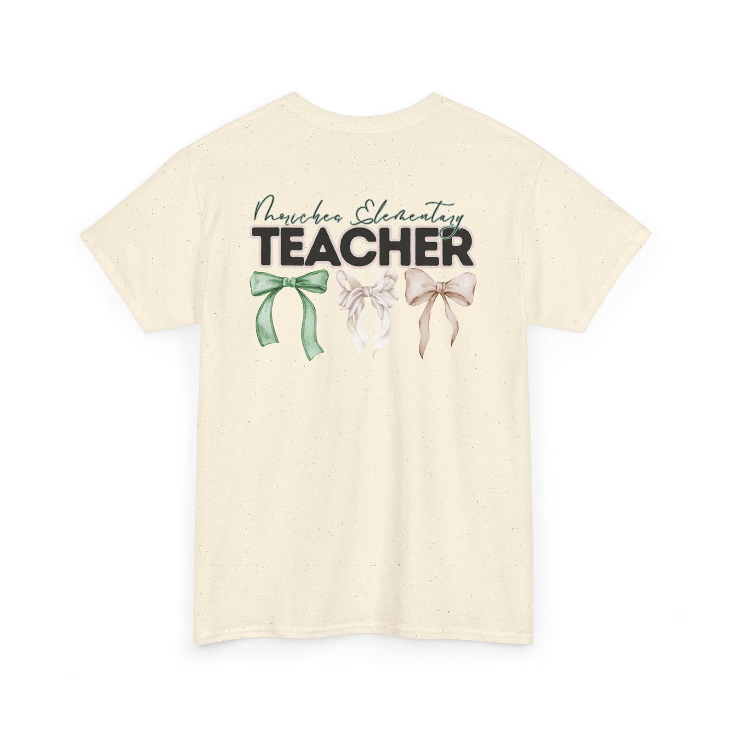 Moriches Teacher and Bows- Unisex Heavy Cotton Tee with Bow Design