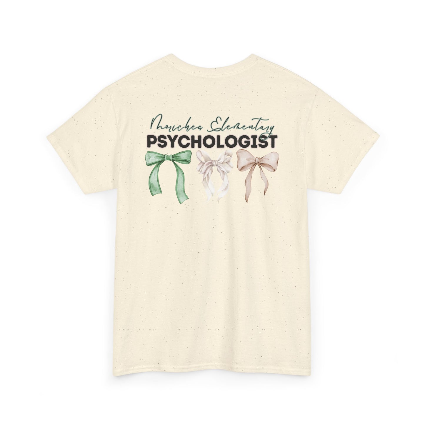 Moriches Psychologist and Bows- Unisex Heavy Cotton Tee with Bow Design
