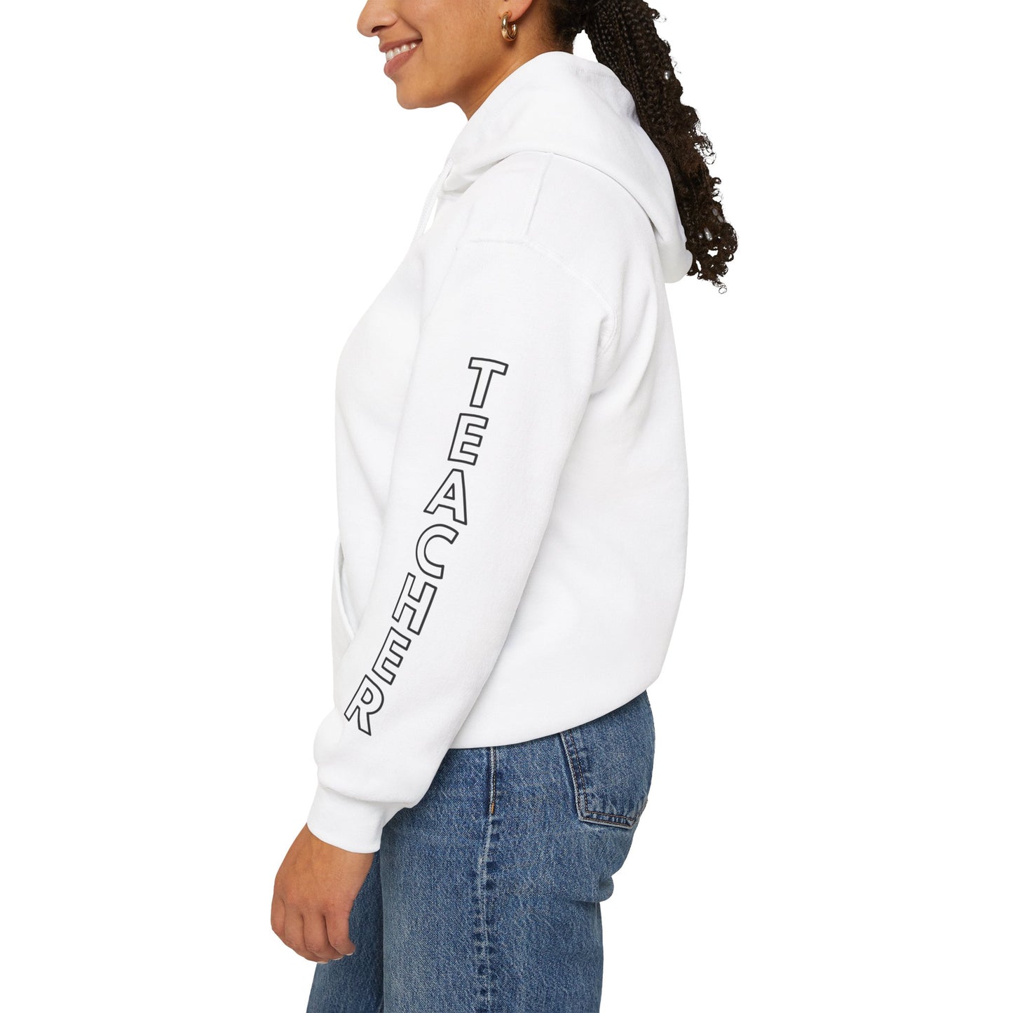 WFE Teacher Simple Design Hoodie w/ Teacher on Sleeve - Cozy Unisex Sweatshirt