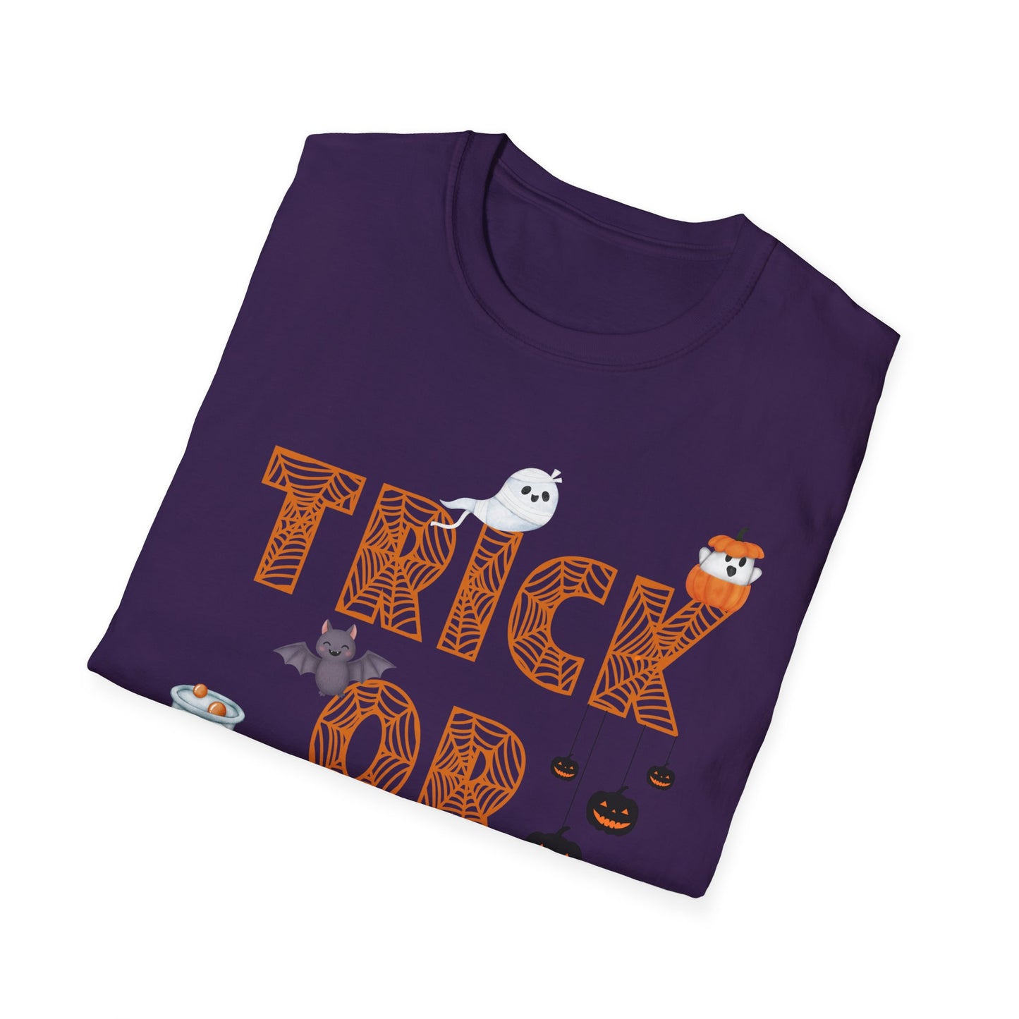 Trick or Treat Halloween Themed T-Shirt- Unisex Softstlye