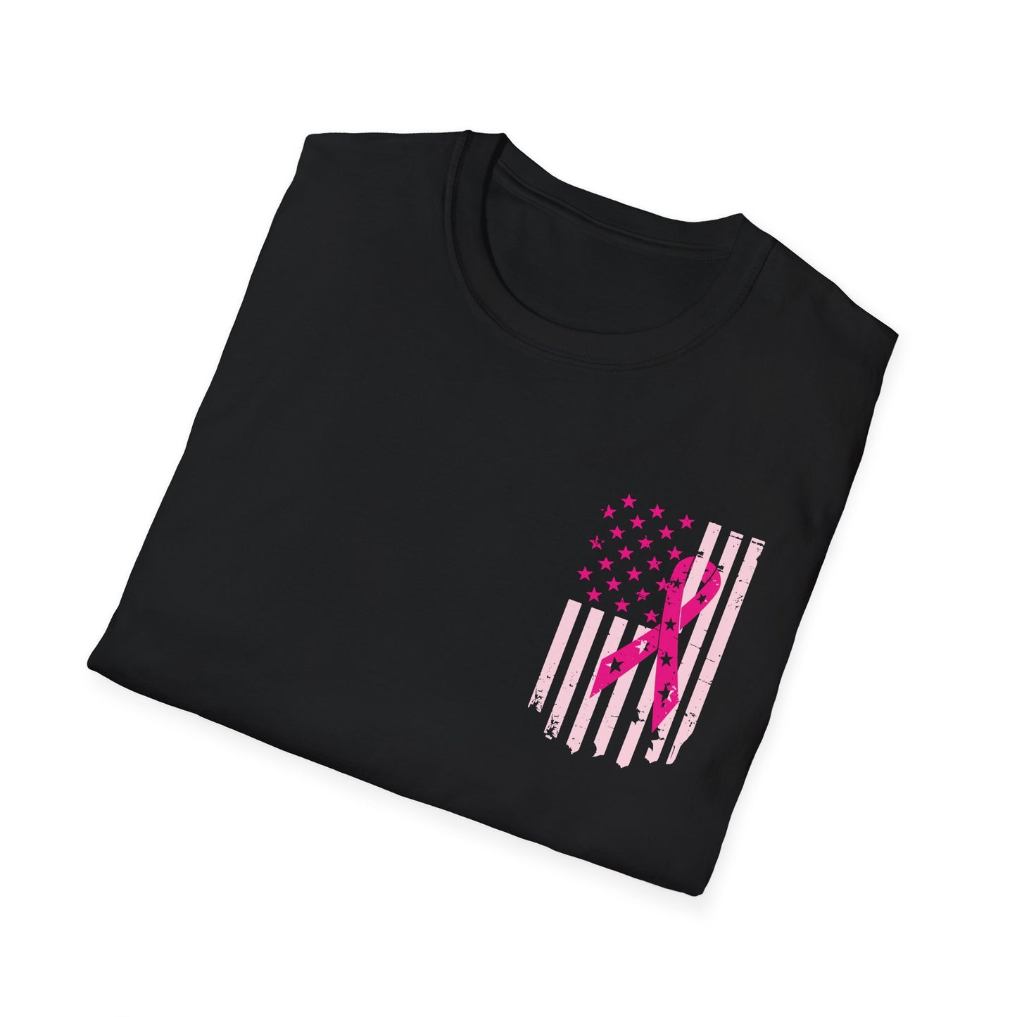 Breast Cancer Flag Awareness Tee, Unisex Softstyle T-Shirt