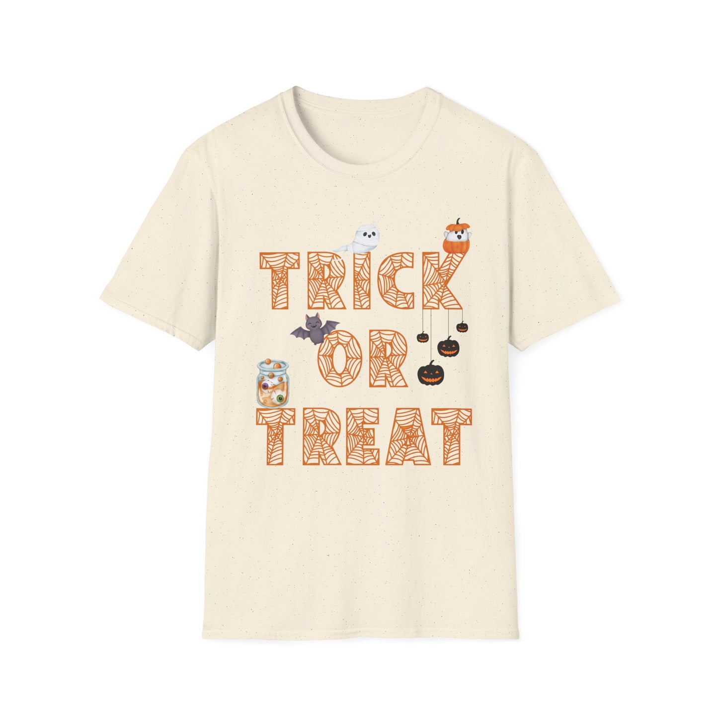 Trick or Treat Halloween Themed T-Shirt- Unisex Softstlye