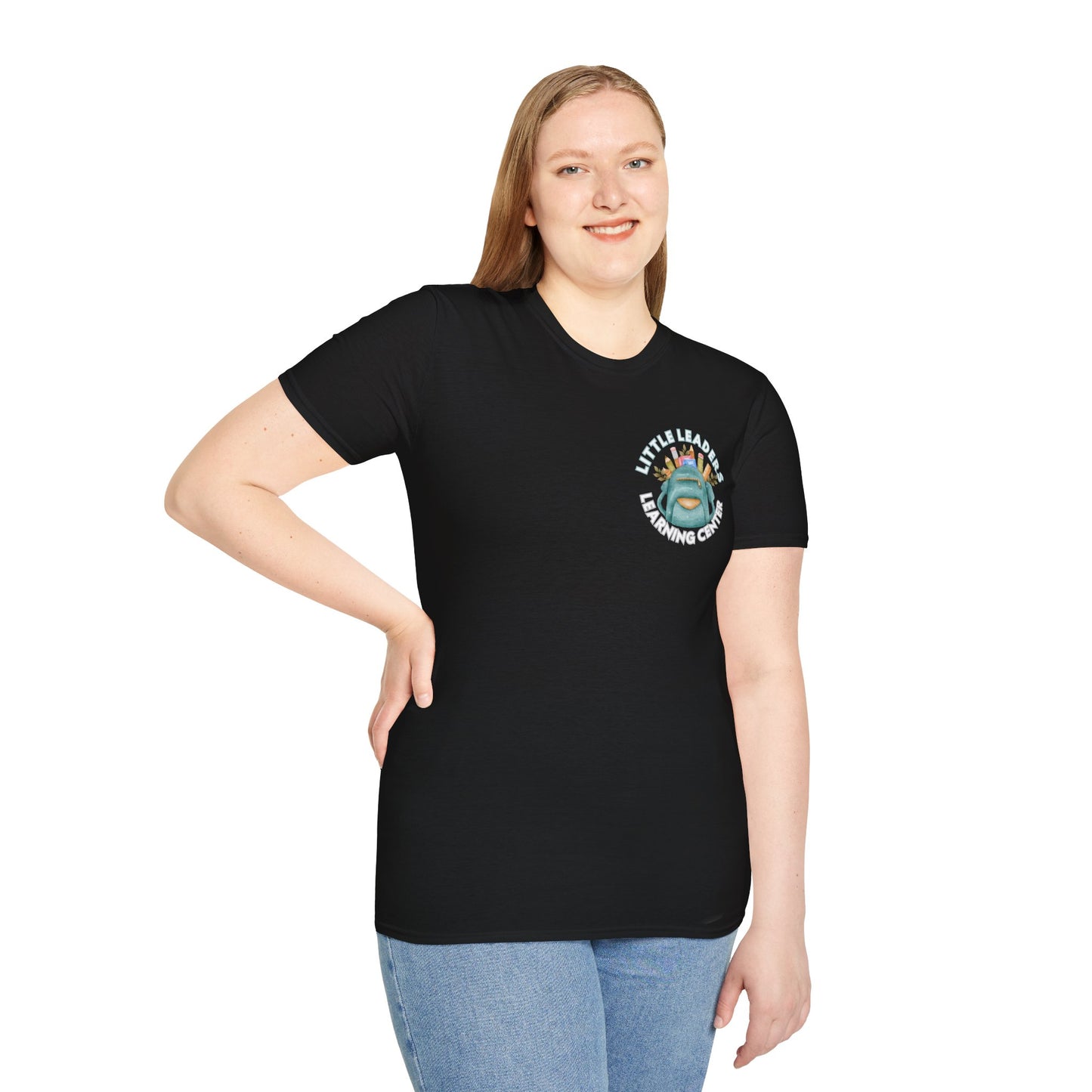 Little Leaders Teacher w/ Backpack Design Unisex Softstyle T-Shirt