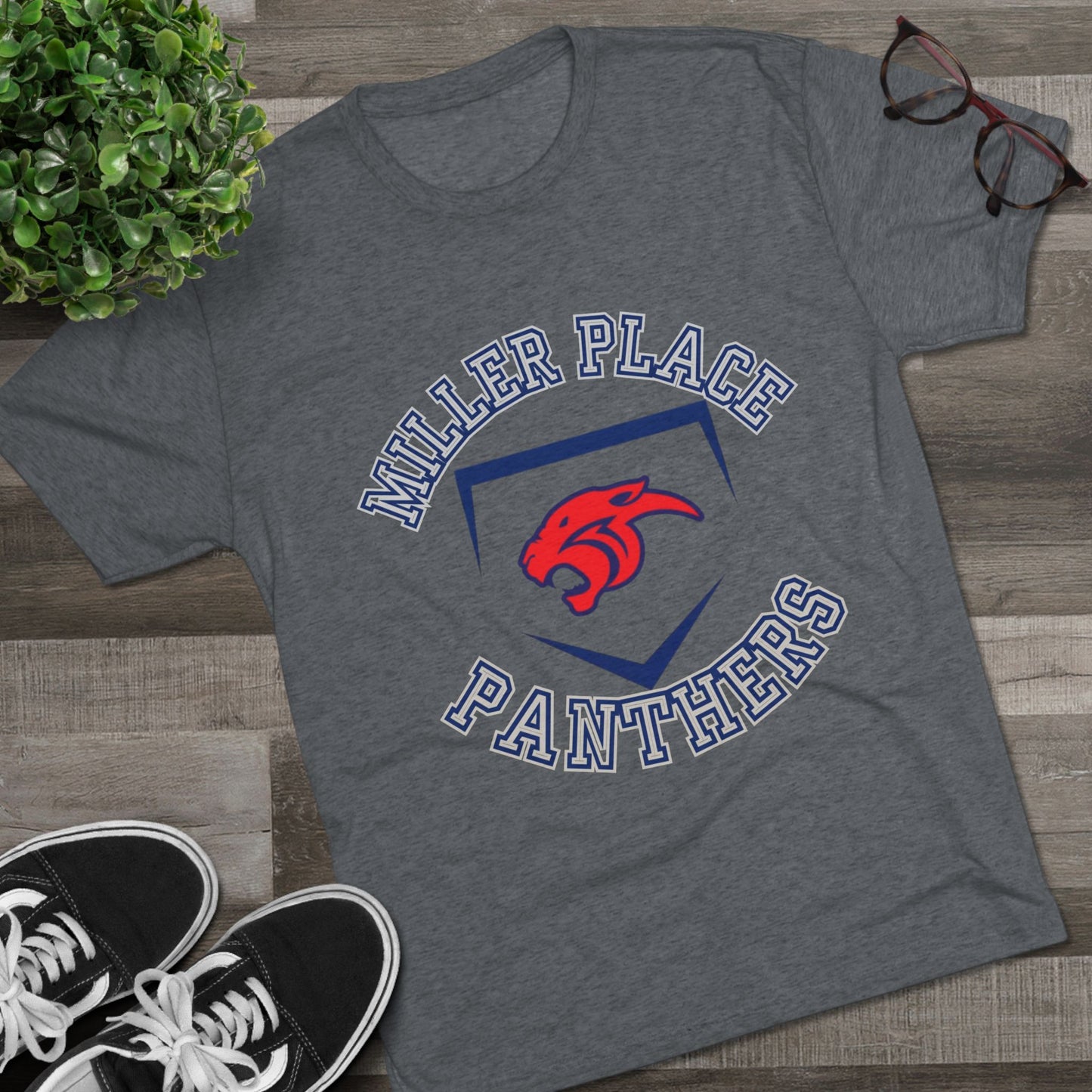 Miller Place Panthers Unisex Crew Tee - Comfortable Tri-Blend Shirt for Sports Fans
