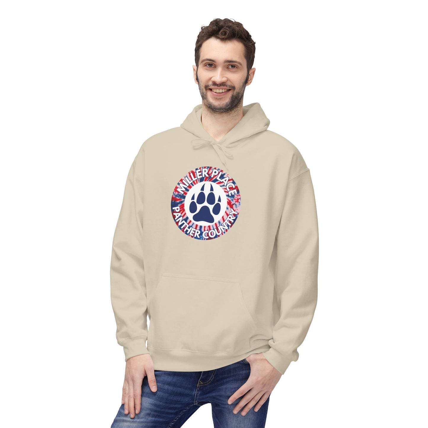 Miller Place Panther Country -Unisex Fleece Hoodie with Tie Dye Design