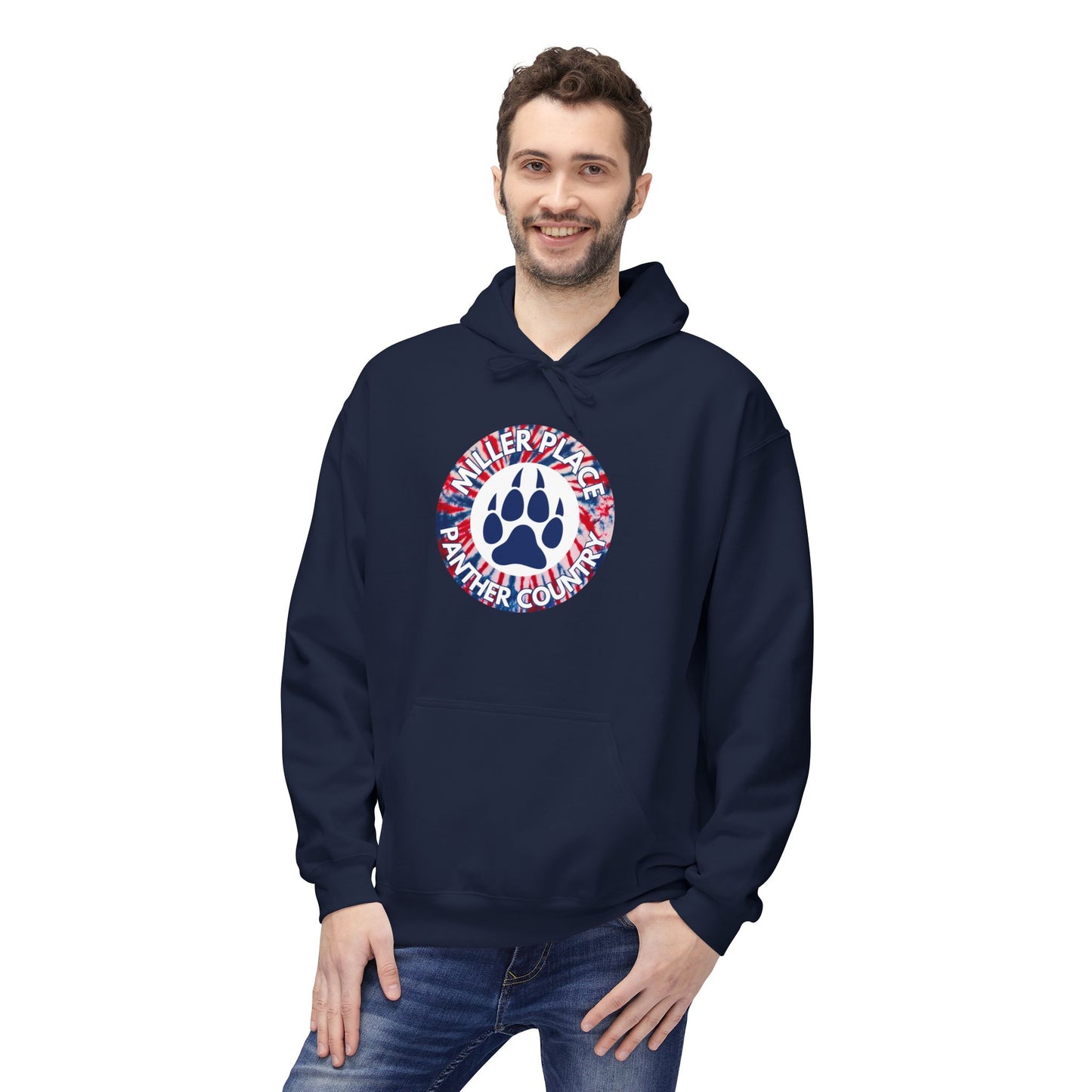 Miller Place Panther Country -Unisex Fleece Hoodie with Tie Dye Design