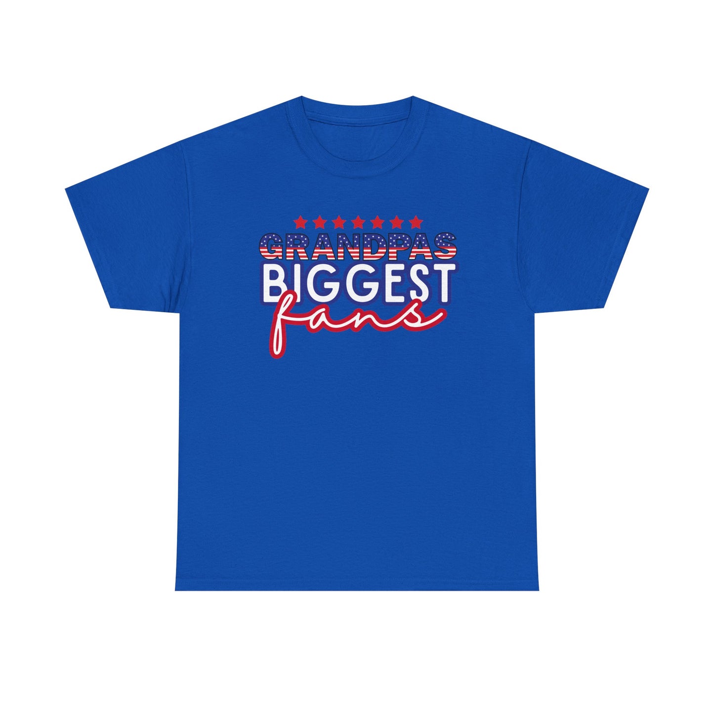 Custom- Jolly- Grandpa's Biggest Fan Unisex Heavy Cotton Tee - Patriotic Family Shirt