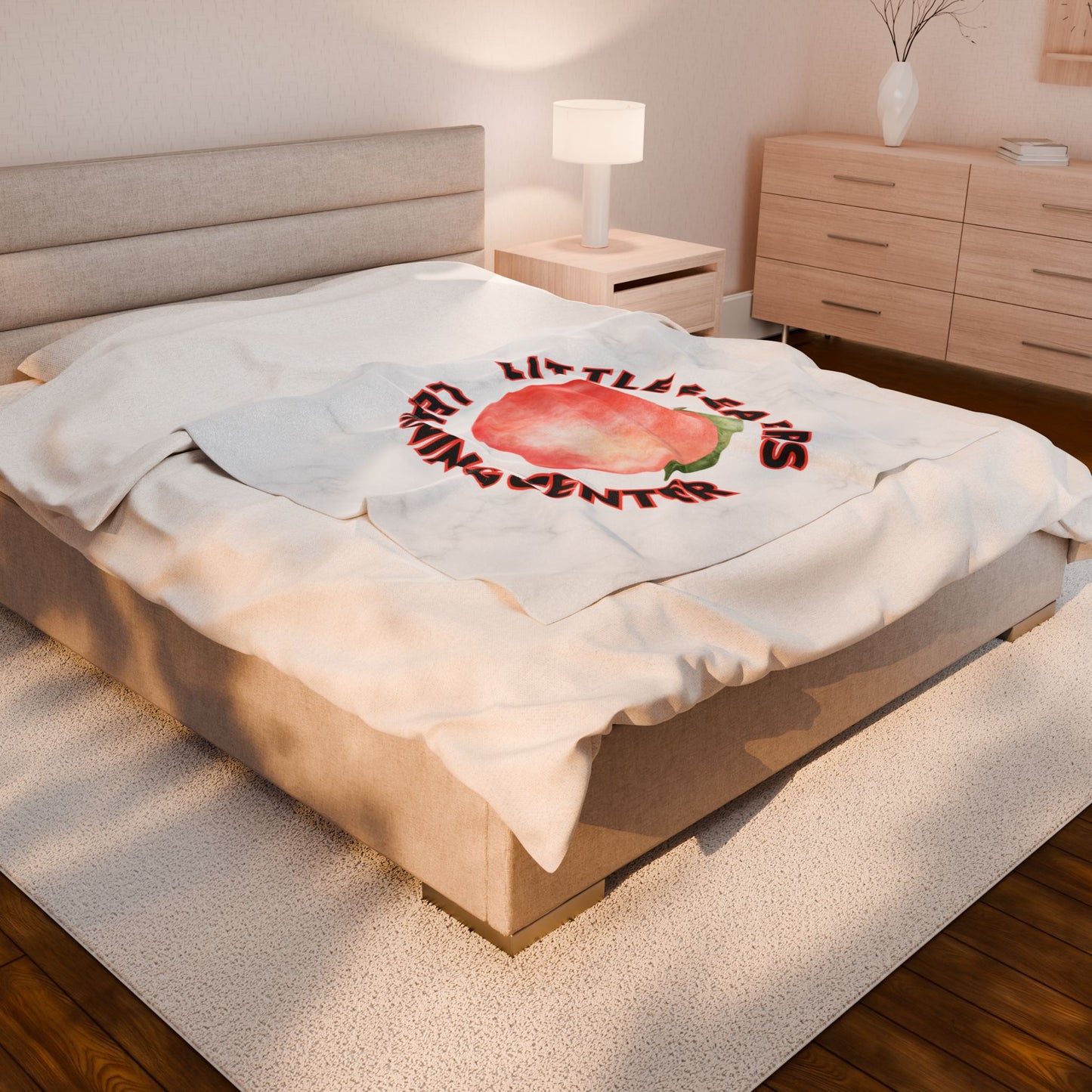 Little Leaders Apple Design Velveteen Plush Blanket - Cozy Plush Throw