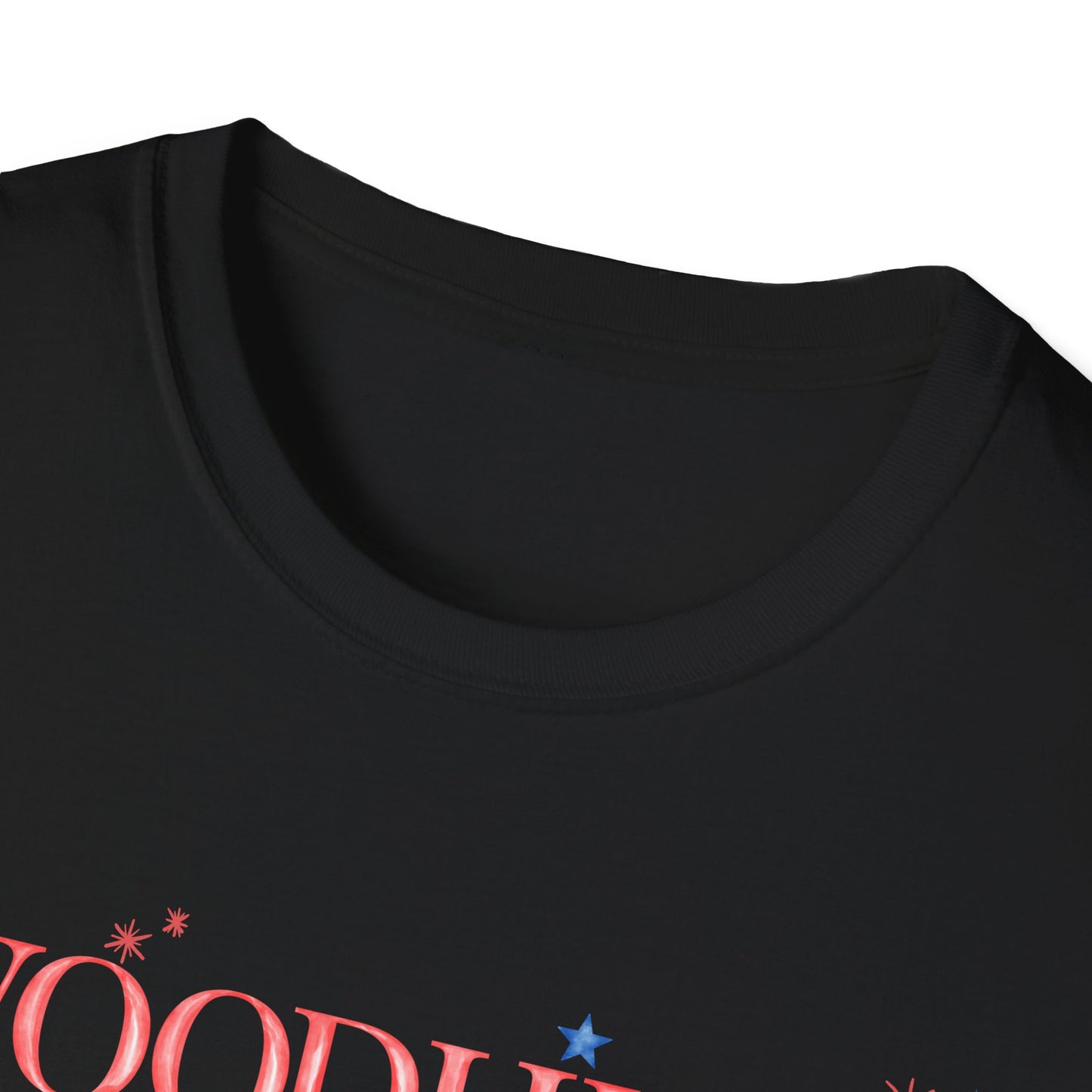Flag Day Unisex Softstyle T-Shirt with Woodhull Shines Bright in Stars + Stripes Design- Holiday
