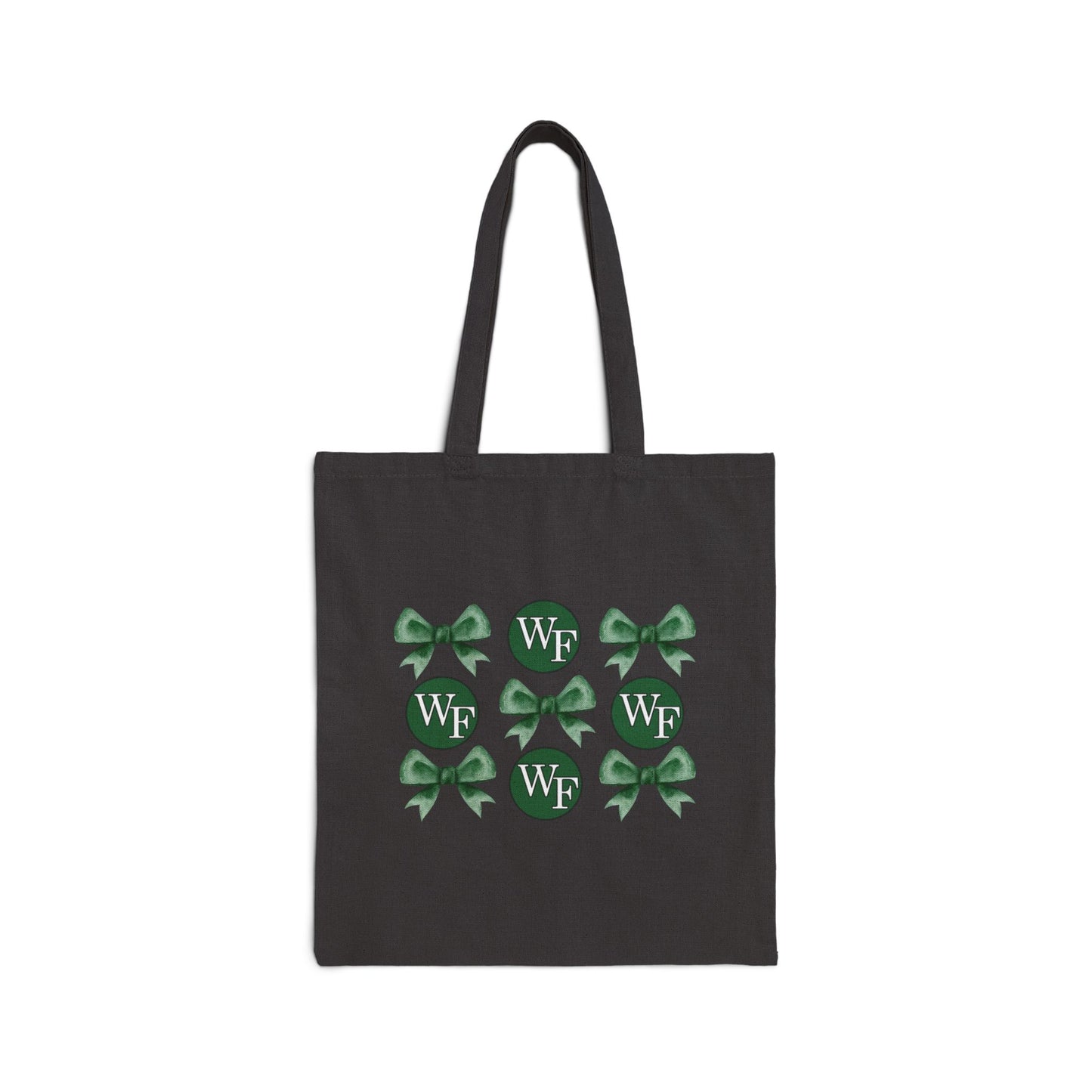 William Floyd Logo and Chic Green Bow Cotton Canvas Tote Bag - Stylish & Eco-Friendly Shopper