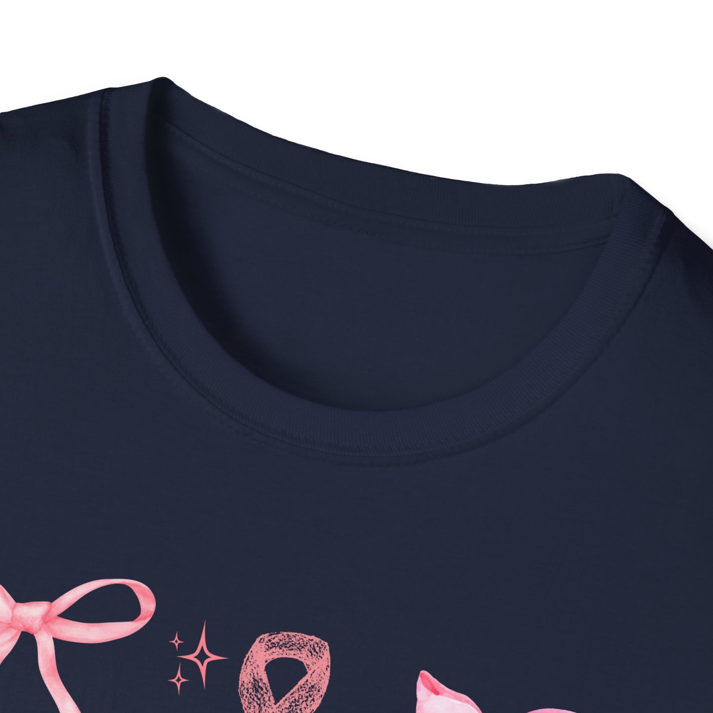 Breast Cancer Bows Awareness Tee, Unisex Softstyle T-Shirt