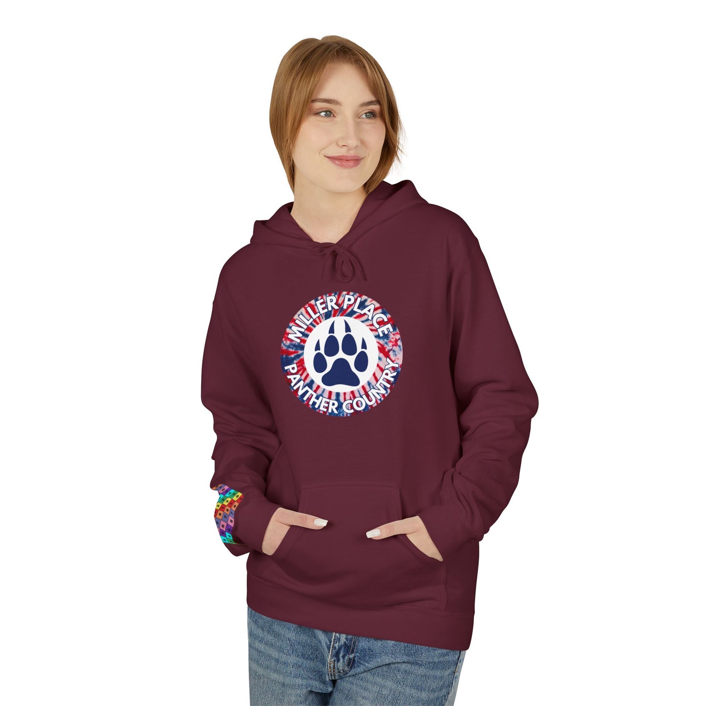 Miller Place Panther Country -Unisex Fleece Hoodie with Tie Dye Design