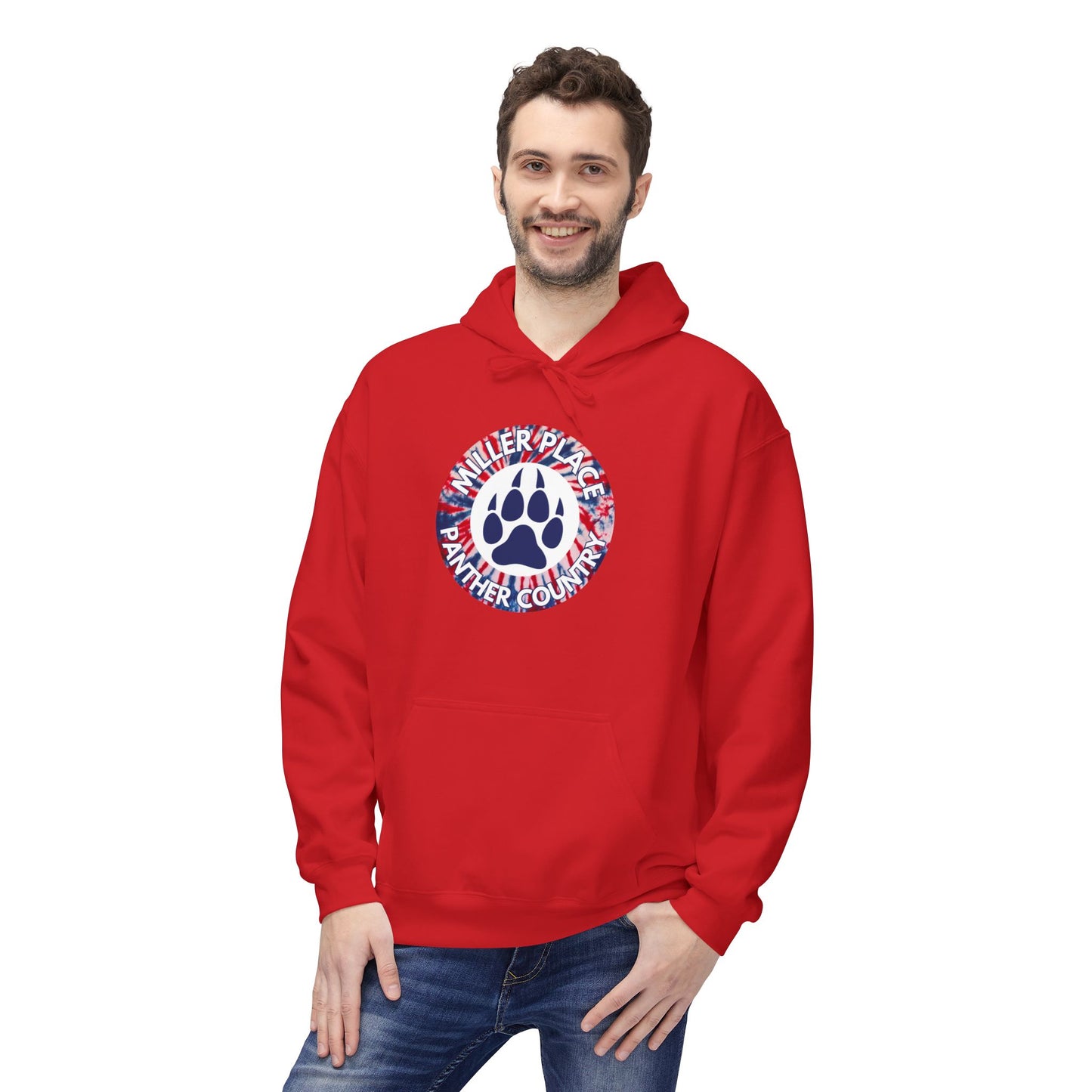 Miller Place Panther Country -Unisex Fleece Hoodie with Tie Dye Design