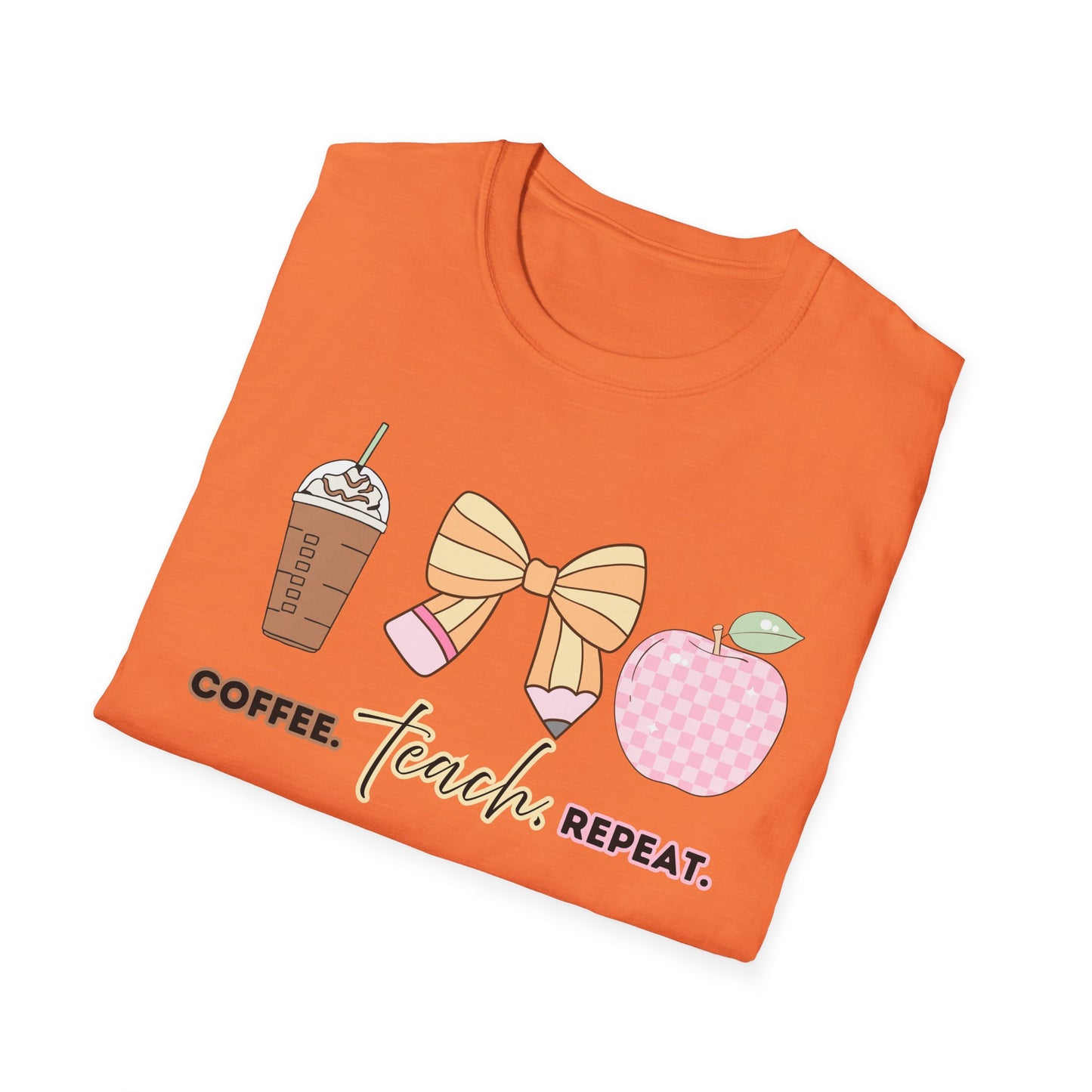 Coffee Teach Repeat Unisex Softstyle T-Shirt - Teacher