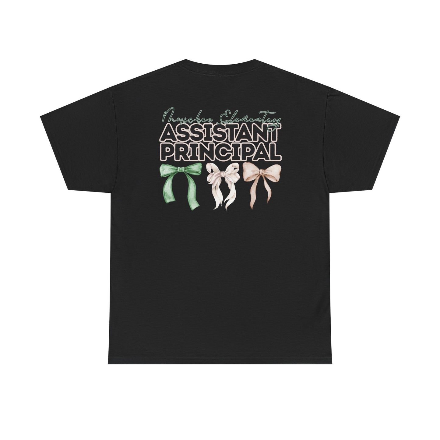 Moriches Assistant Principal and Bows- Unisex Heavy Cotton Tee with Bow Design