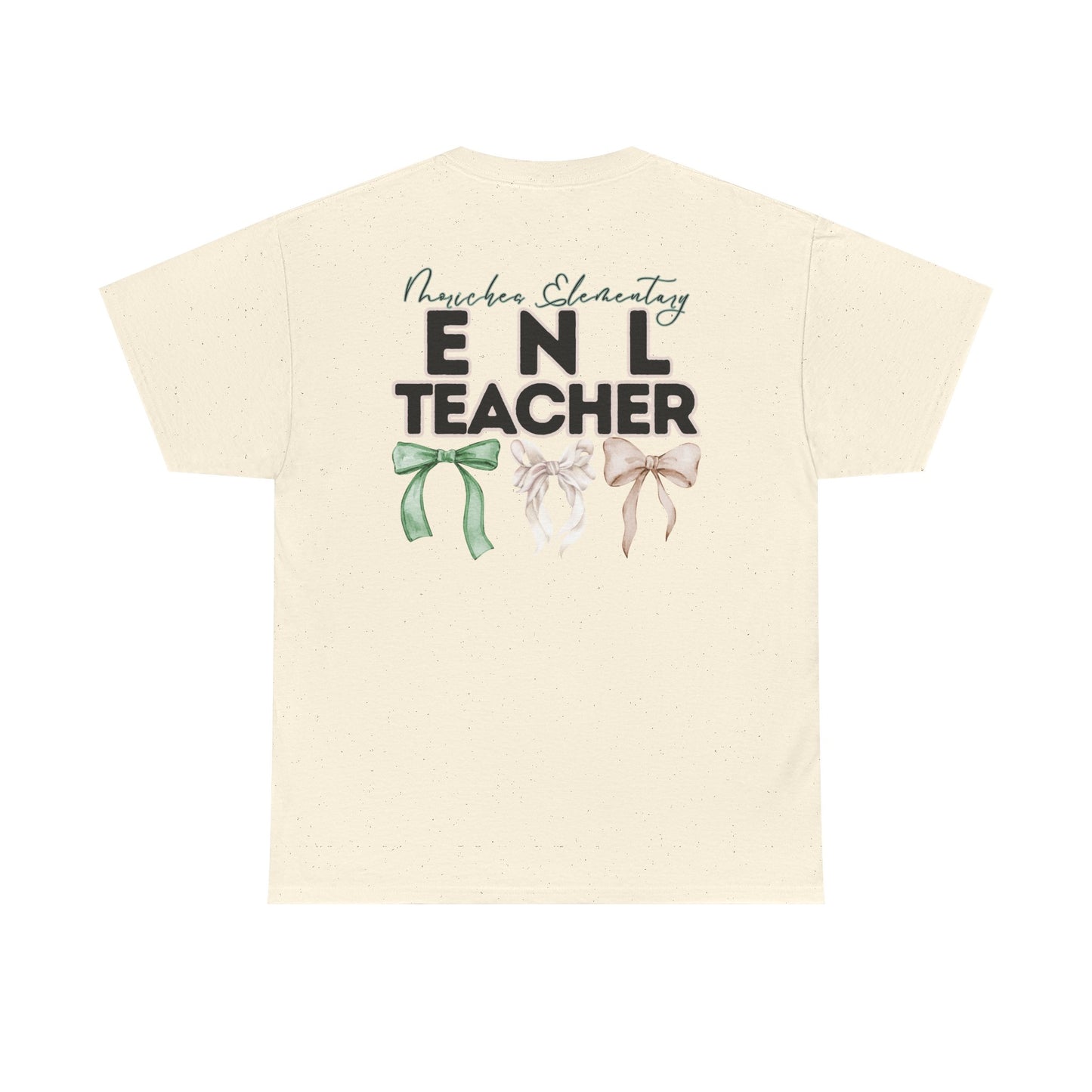 Moriches ENL Teacher and Bows- Unisex Heavy Cotton Tee with Bow Design