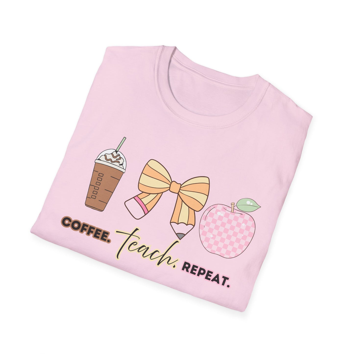 Coffee Teach Repeat Unisex Softstyle T-Shirt - Teacher