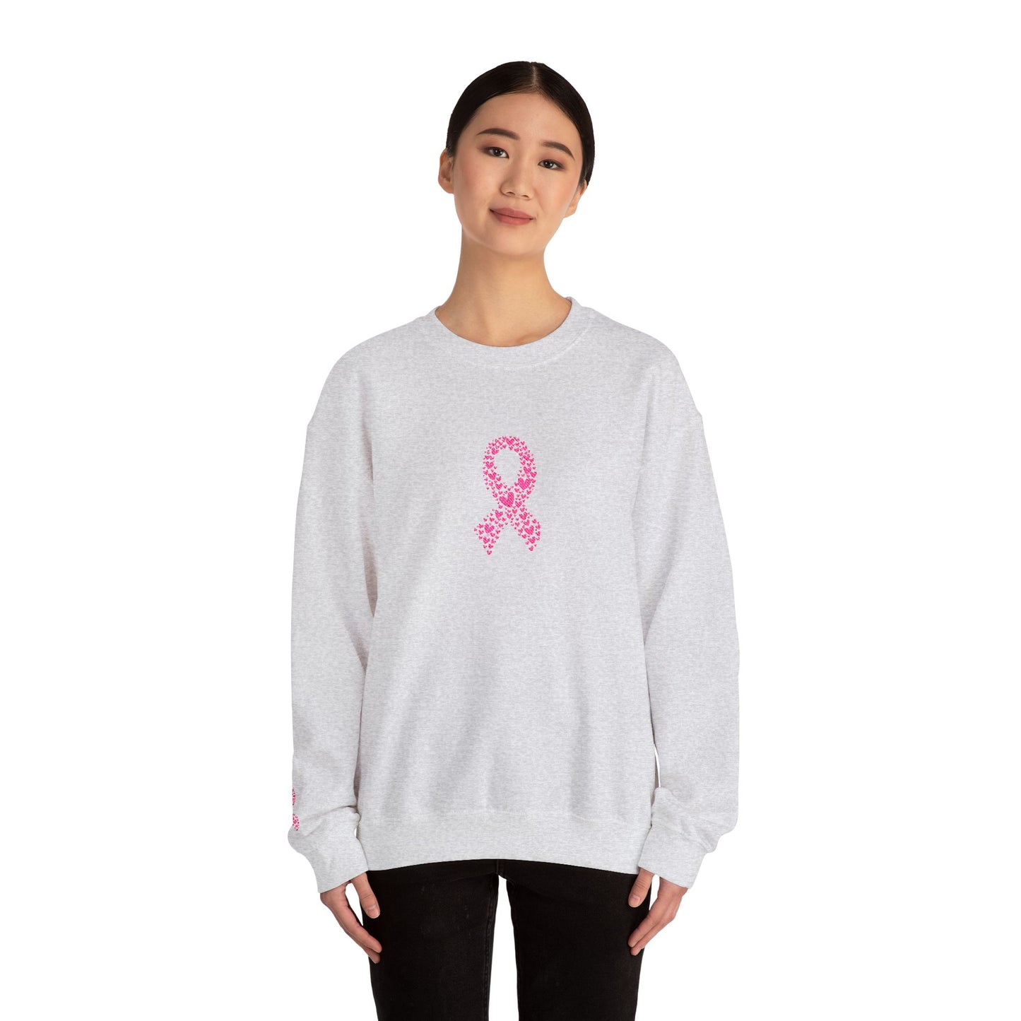 Embroidered Pink Ribbon Awareness Sweatshirt - Cozy Unisex Crewneck