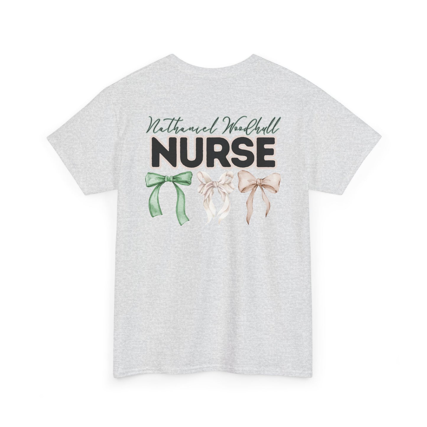 Woodhull Nurse and Bows- Unisex Heavy Cotton Tee with Bow Design