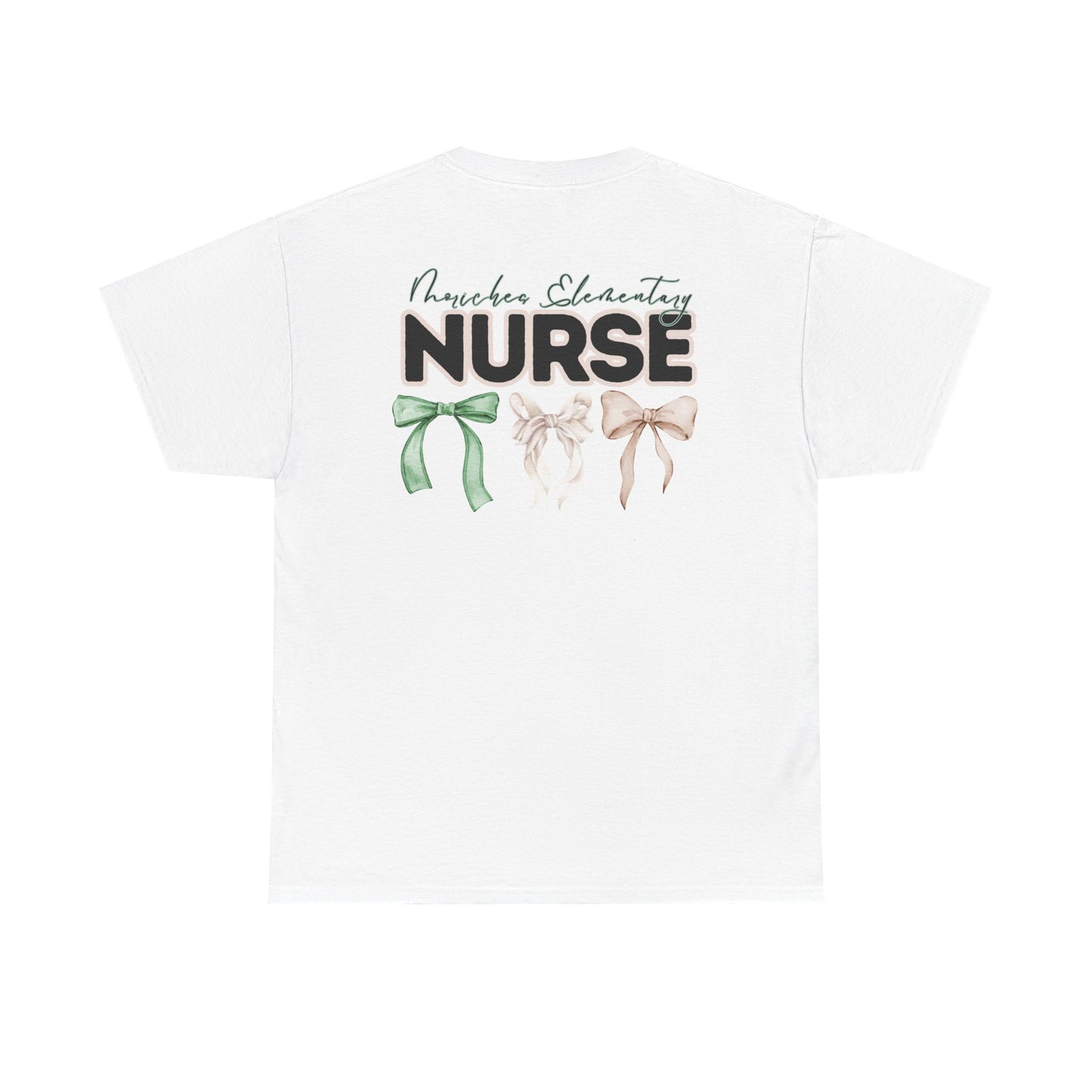 Moriches Nurse and Bows- Unisex Heavy Cotton Tee with Bow Design