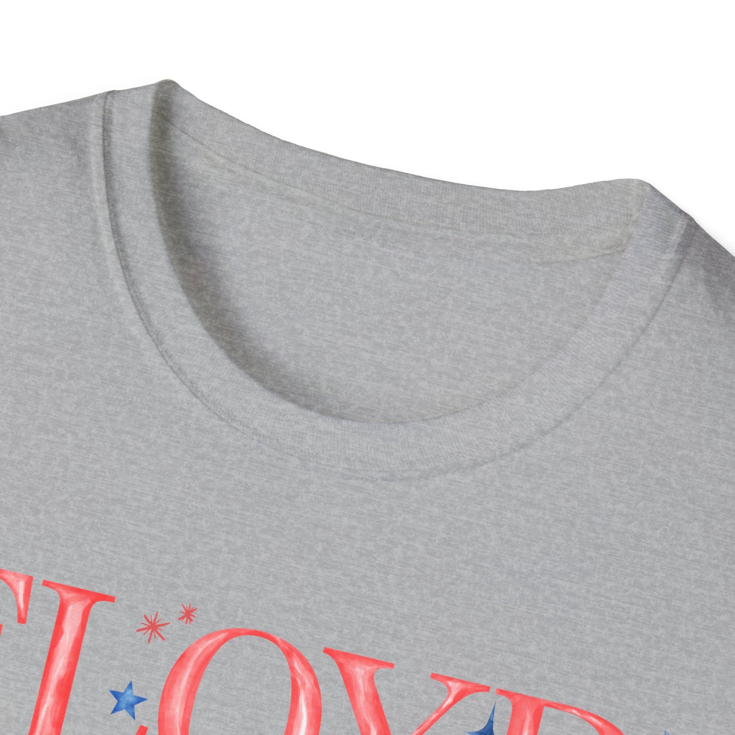 Flag Day Unisex Softstyle T-Shirt with FLOYD Shines Bright in Stars + Stripes Design- Holiday