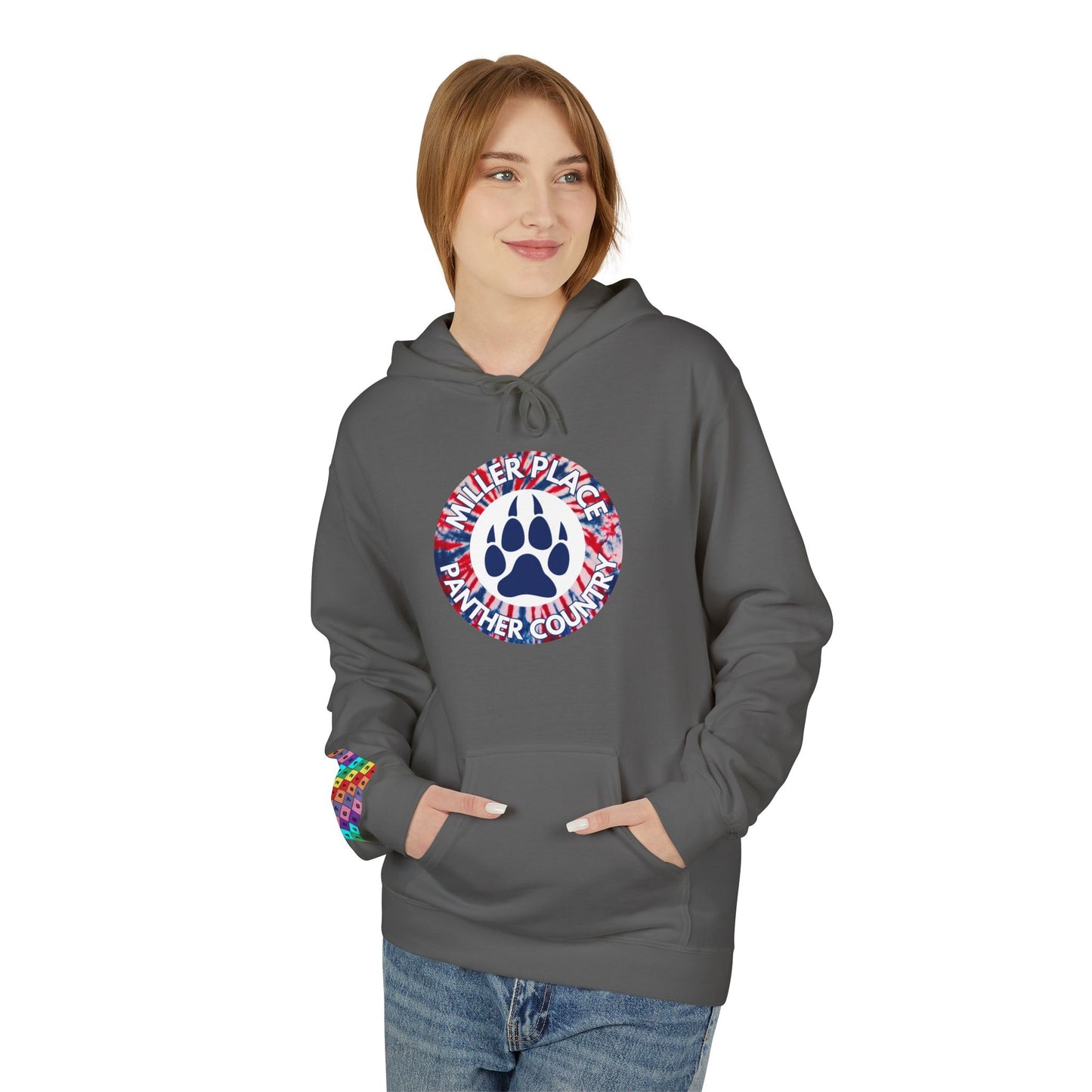 Miller Place Panther Country -Unisex Fleece Hoodie with Tie Dye Design