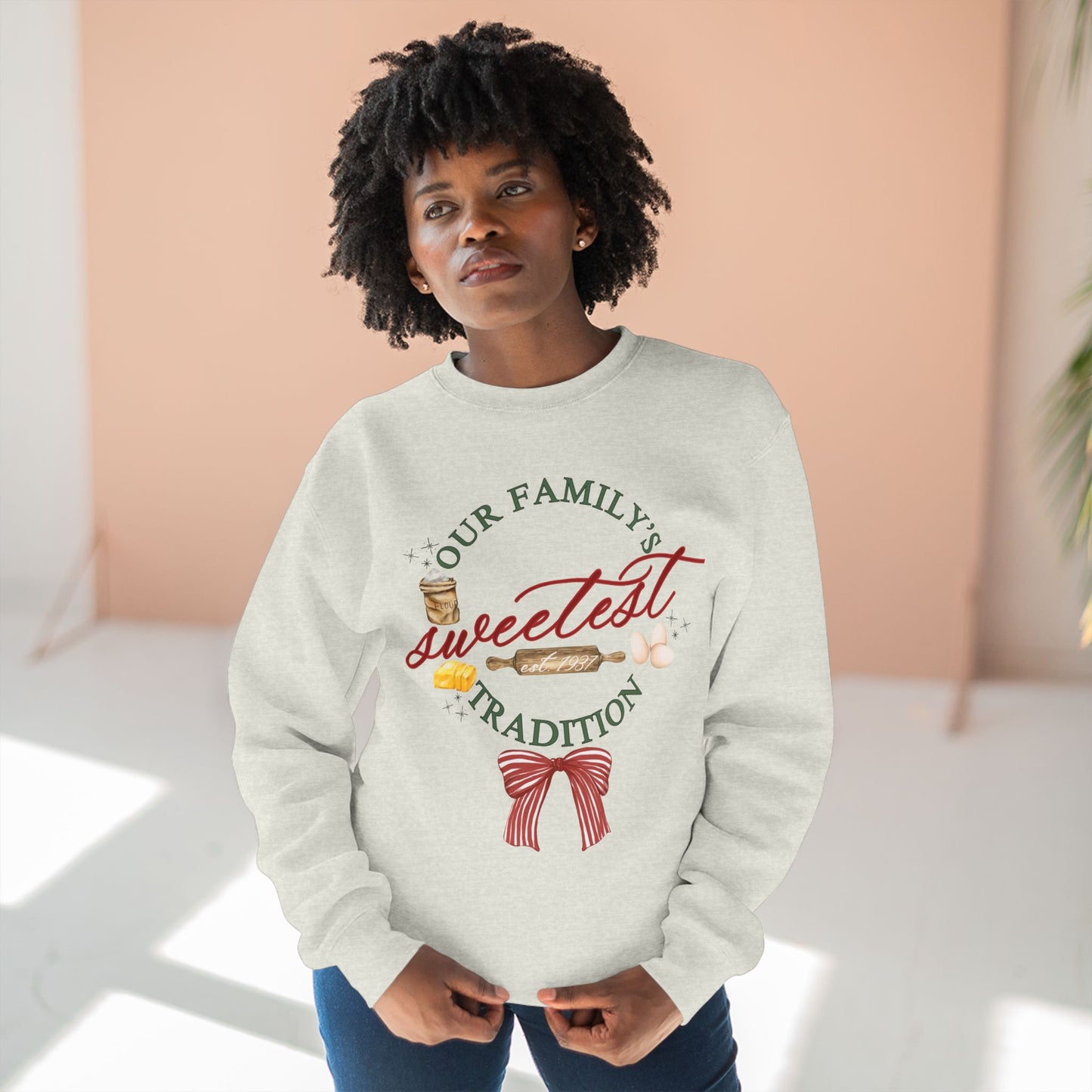 Nana's --"Our Families Sweetest Tradition" Unisex Crewneck Sweatshirt- Personalized