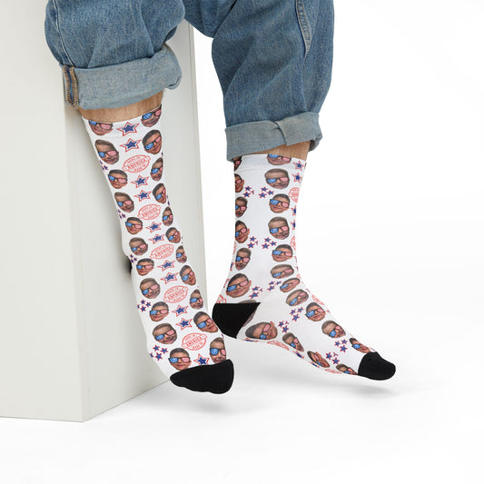 Fatherhood Baseball Socks- Personalized Face- Crew Socks with Star Design