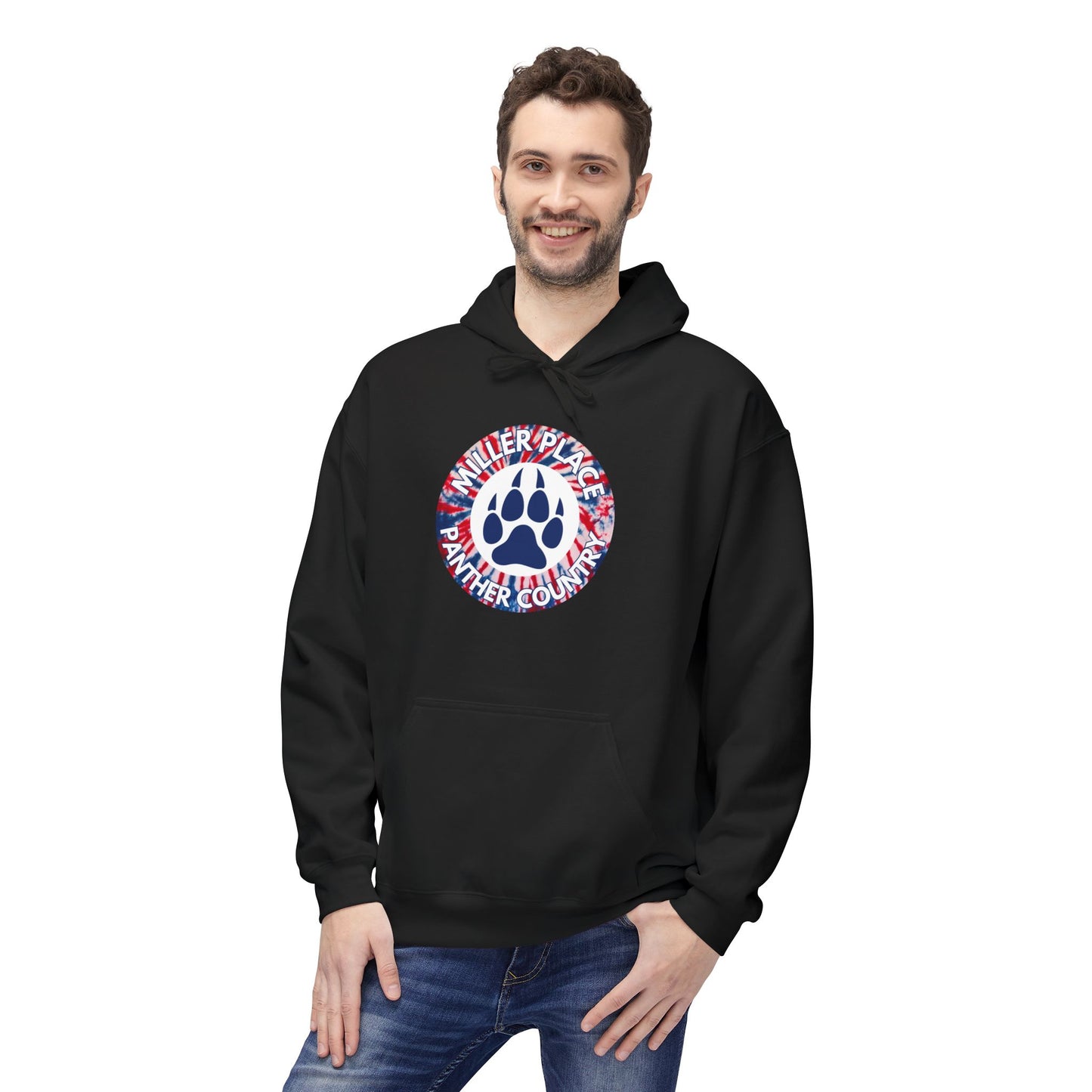Miller Place Panther Country -Unisex Fleece Hoodie with Tie Dye Design
