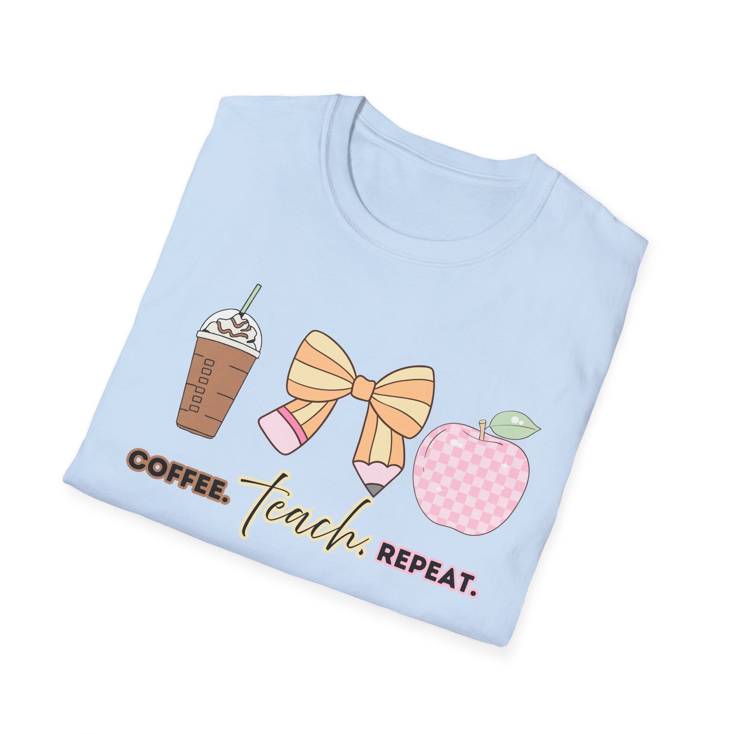 Coffee Teach Repeat Unisex Softstyle T-Shirt - Teacher
