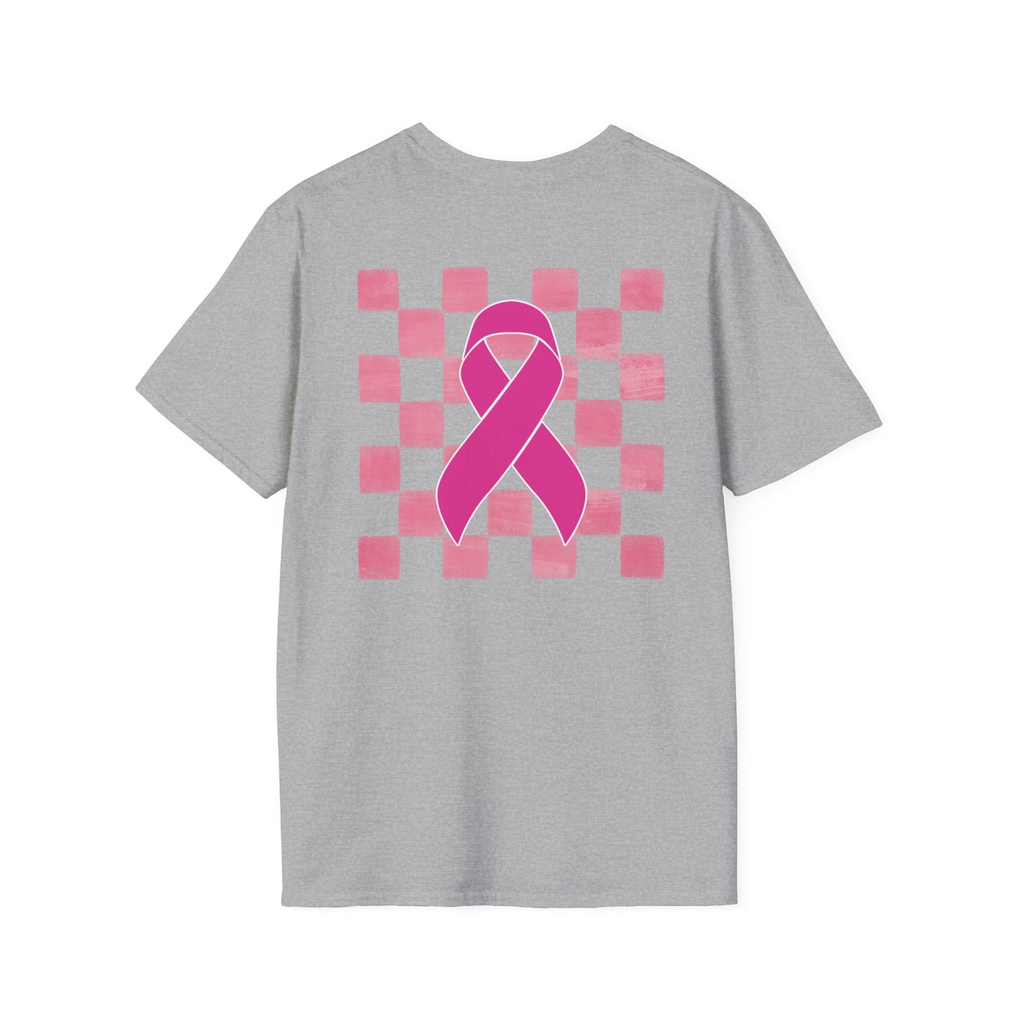 Checkered Pink Ribbon Awareness T-Shirt | Softstyle Tee