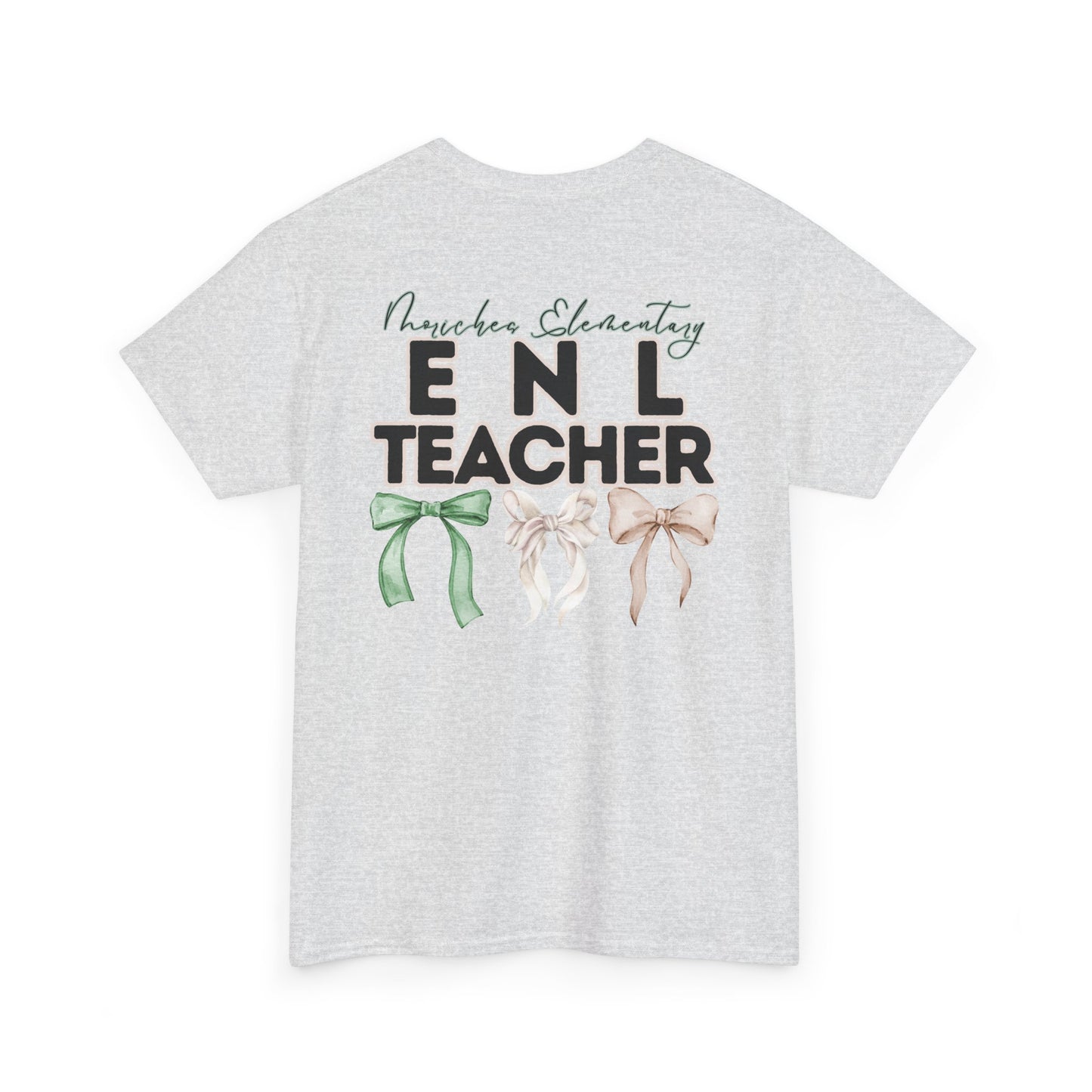 Moriches ENL Teacher and Bows- Unisex Heavy Cotton Tee with Bow Design