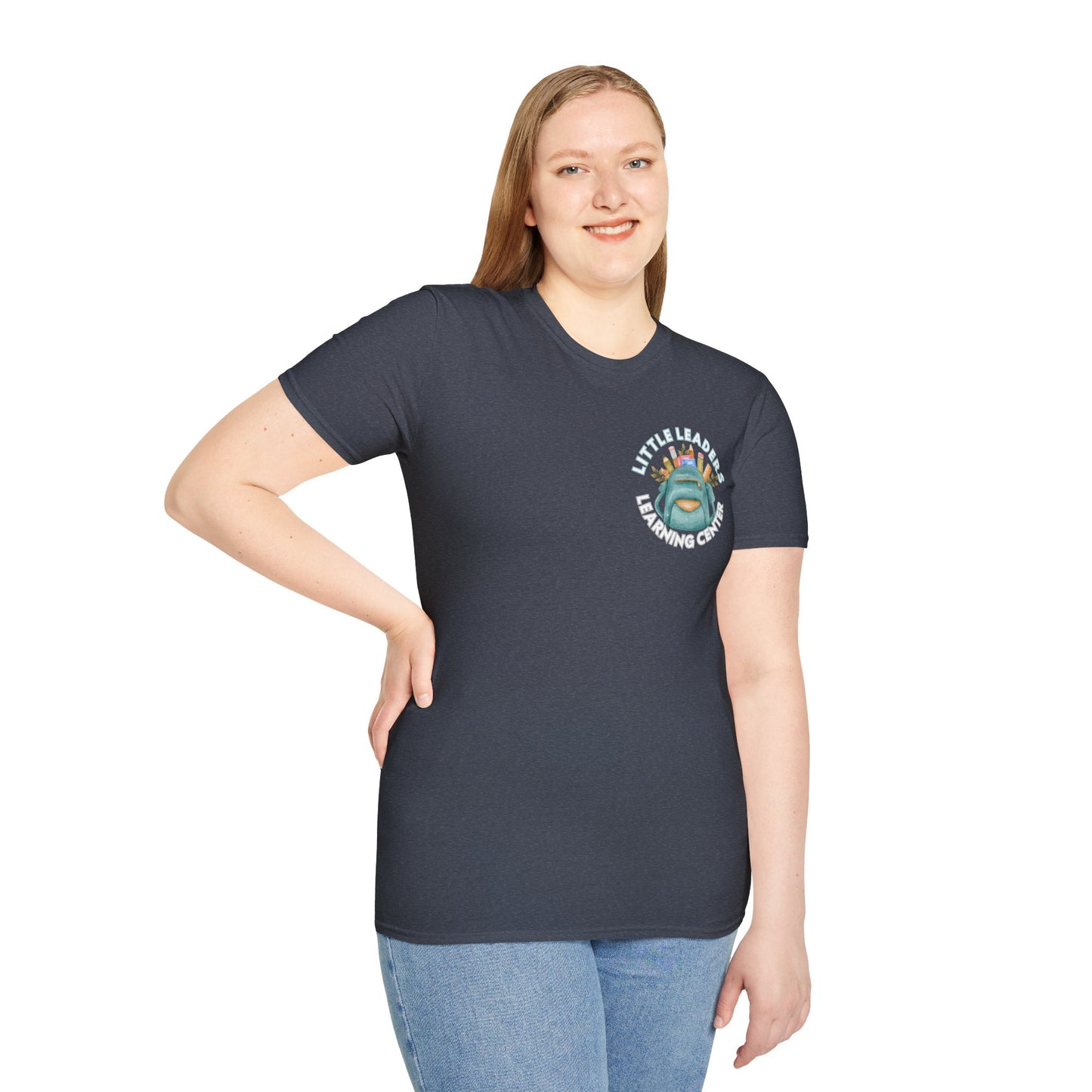 Little Leaders Teacher w/ Backpack Design Unisex Softstyle T-Shirt
