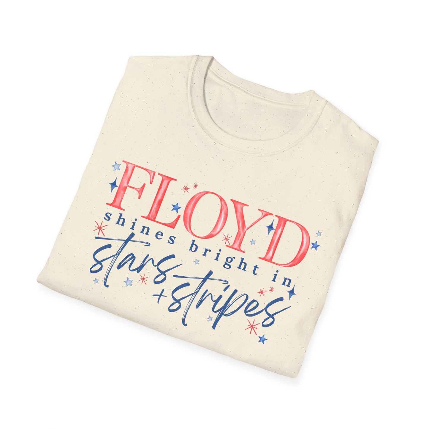 Flag Day Unisex Softstyle T-Shirt with FLOYD Shines Bright in Stars + Stripes Design- Holiday