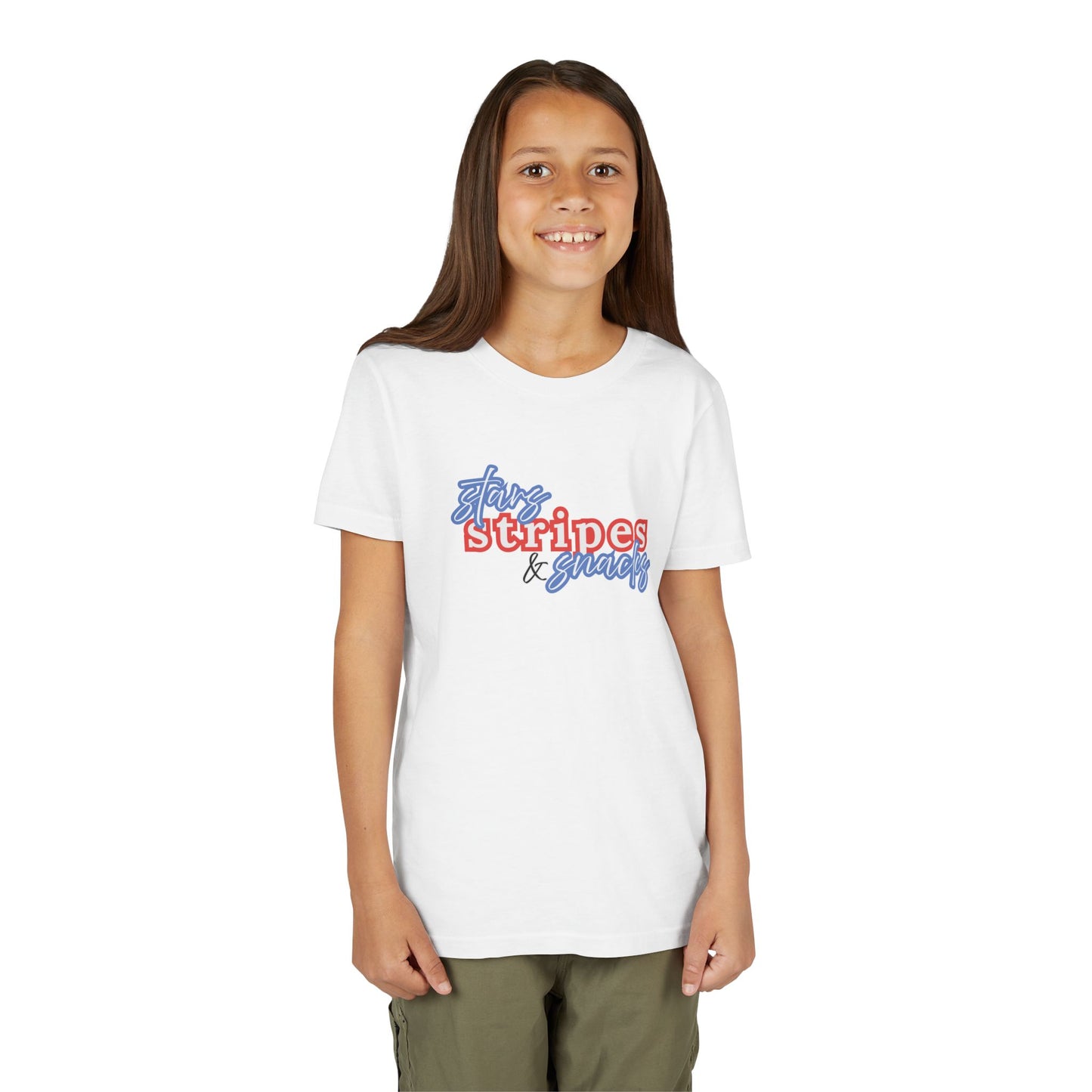 Stars, Stripes & Snacks Youth Tee for Kids, USA - Kids Short Sleeve Shirt, Holiday Mini