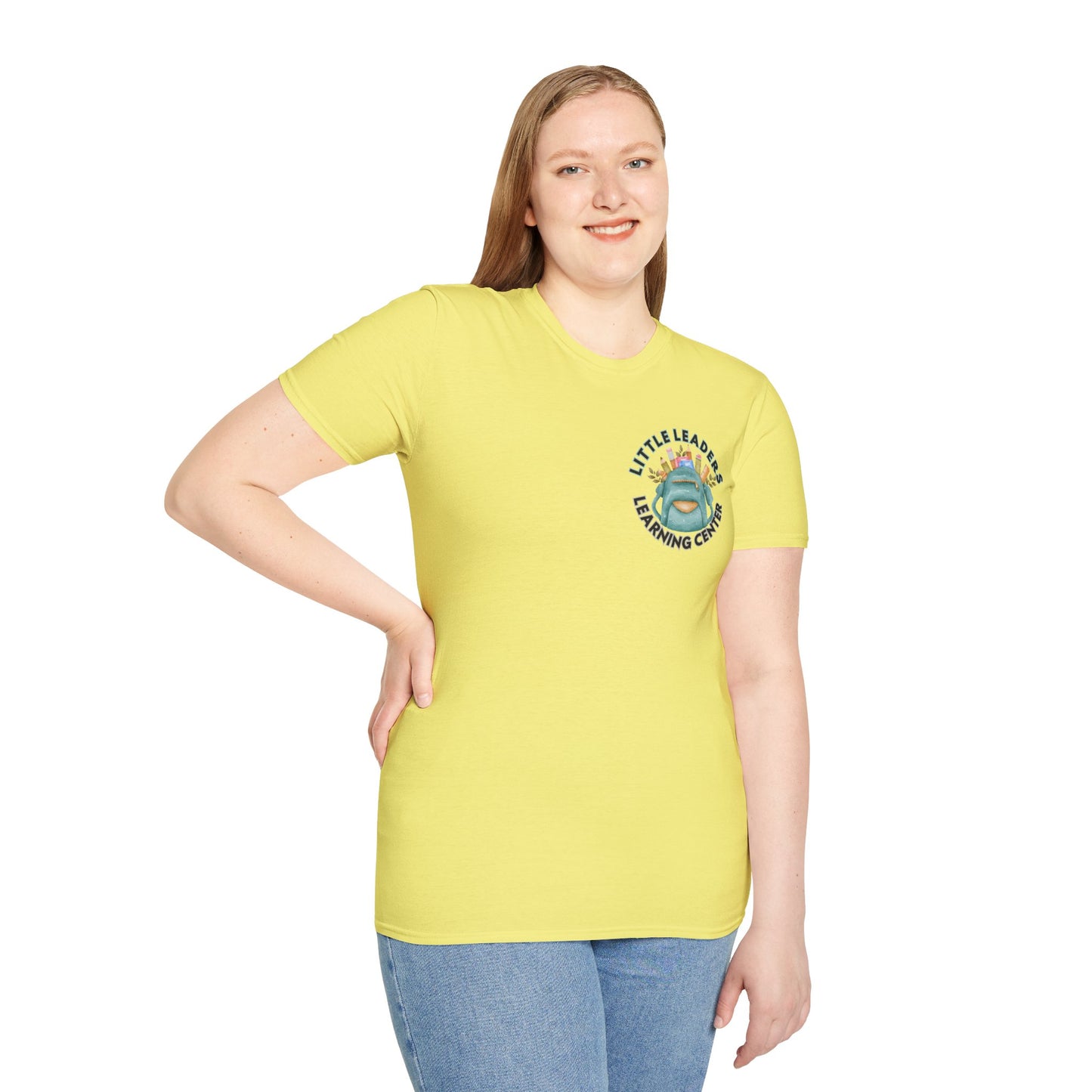 Little Leaders Teacher w/ Backpack Design Unisex Softstyle T-Shirt