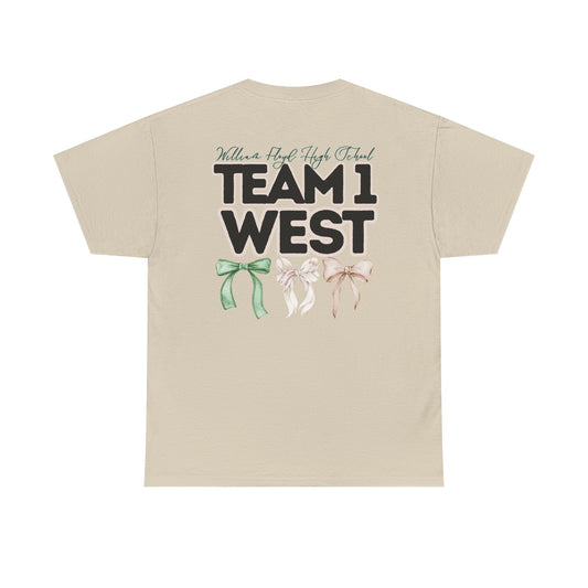 WFHS- TEAM 1 WEST- Floyd Teacher and Bows- Unisex Heavy Cotton Tee with Bow Design