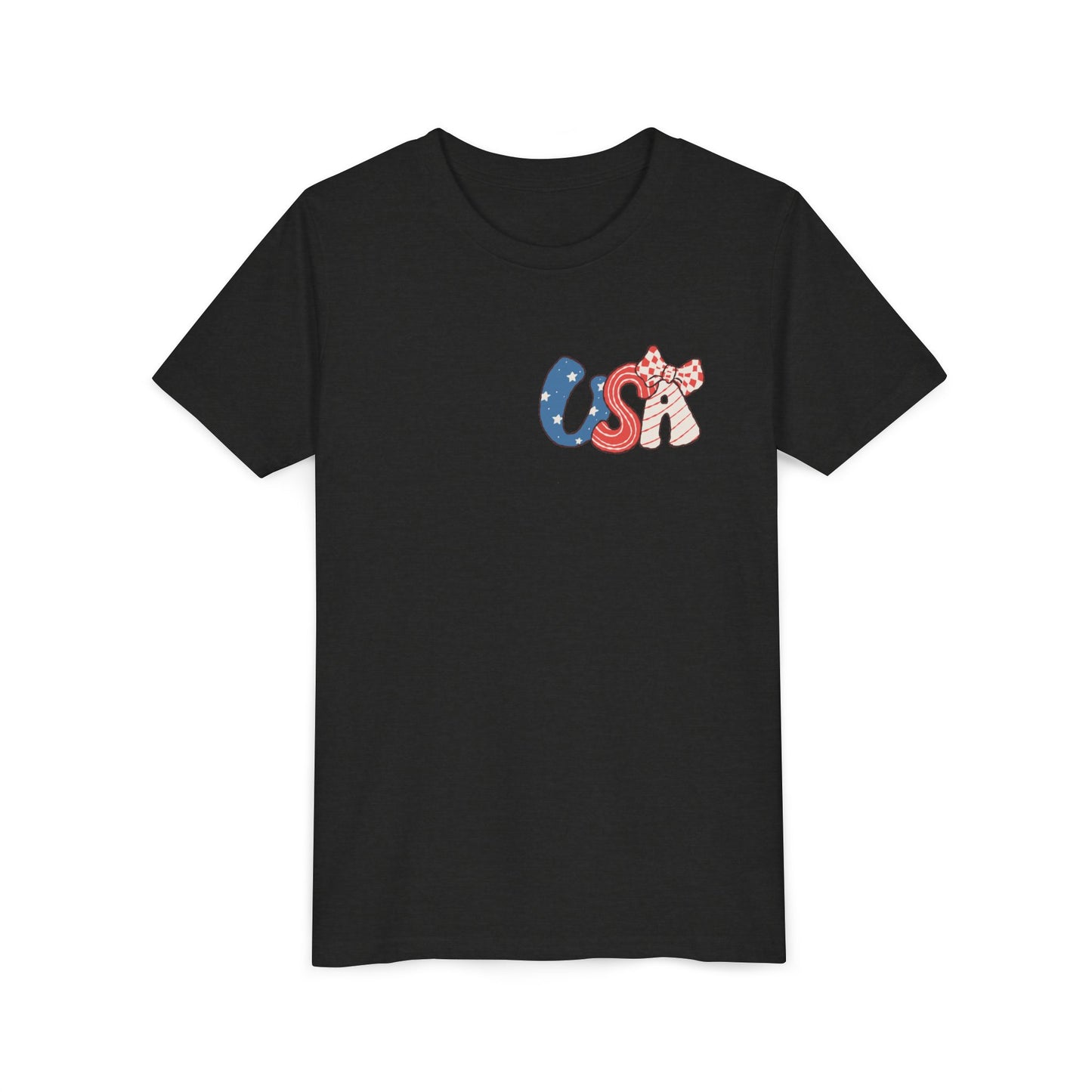 Patriotic Youth Tee for Girls, USA - Kids Short Sleeve Shirt, Holiday Mini
