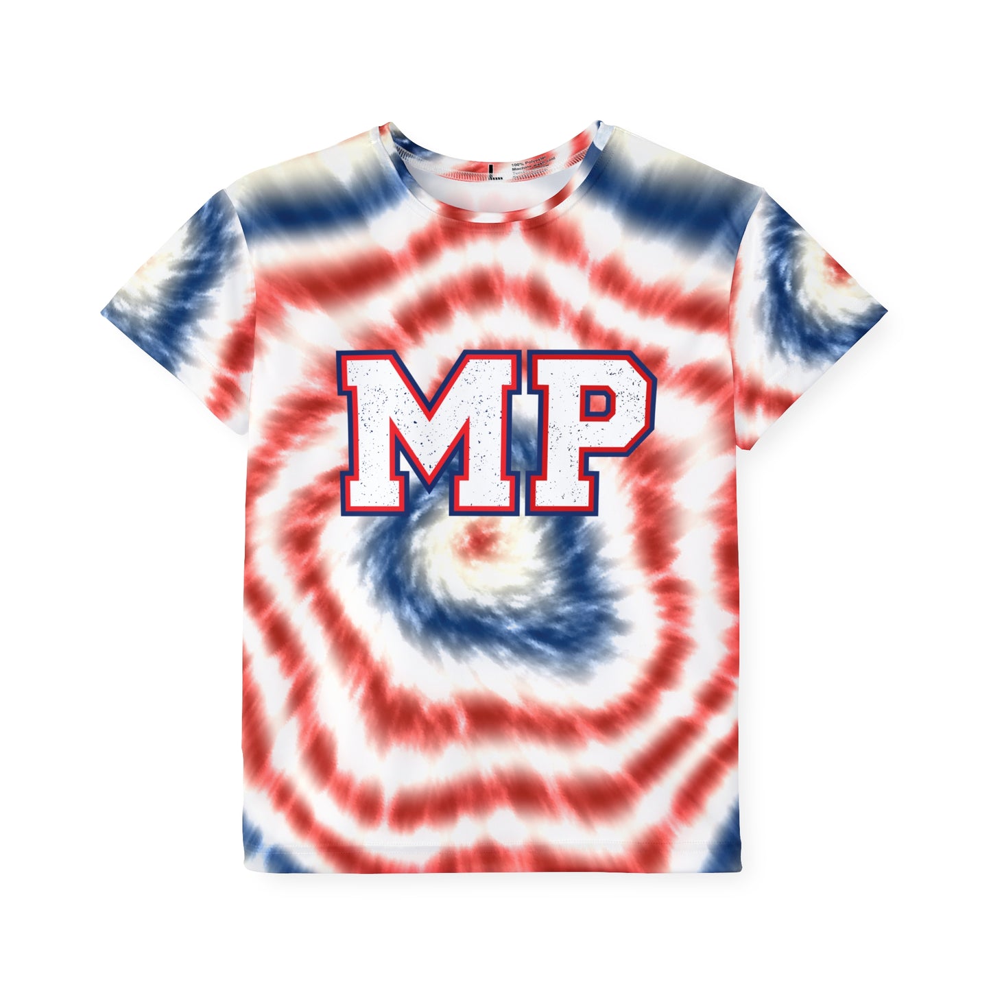 Miller Place - Kids Sports Jersey - Red/White/Blue Spiral Tie-Dye