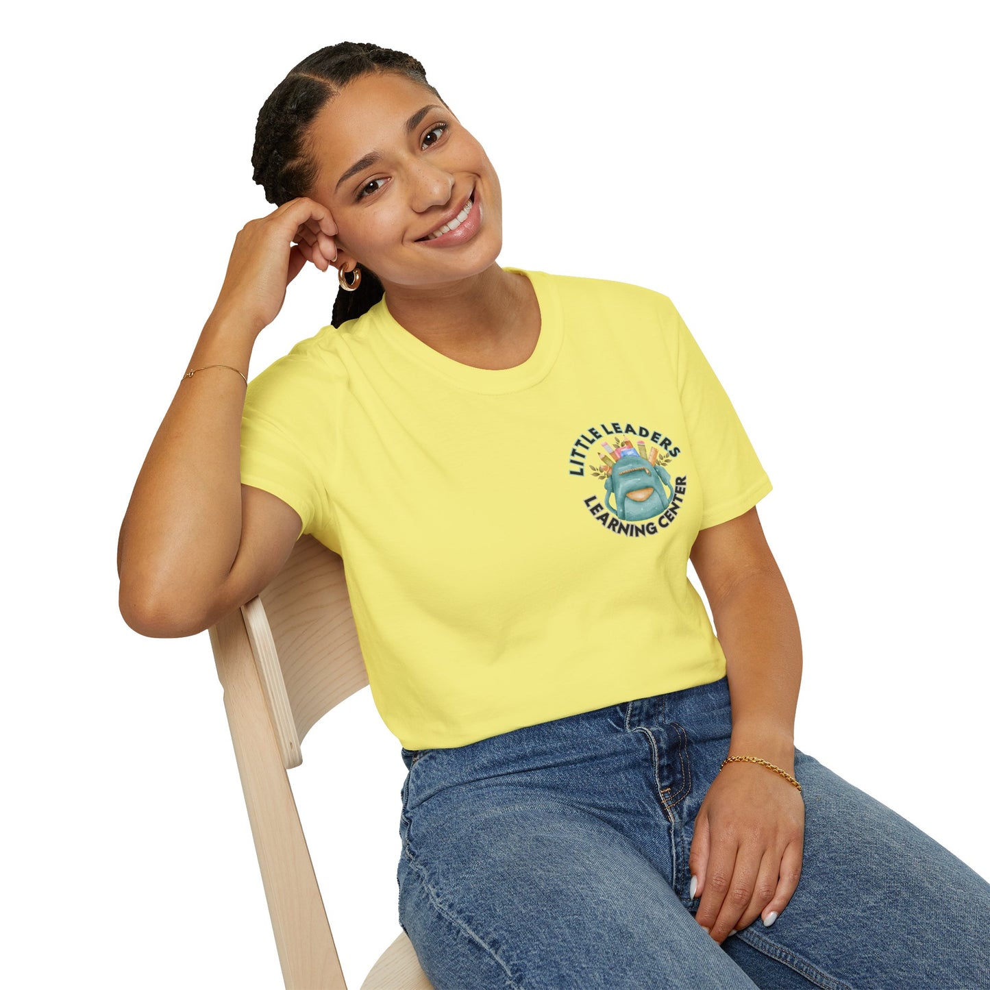 Little Leaders Teacher w/ Backpack Design Unisex Softstyle T-Shirt