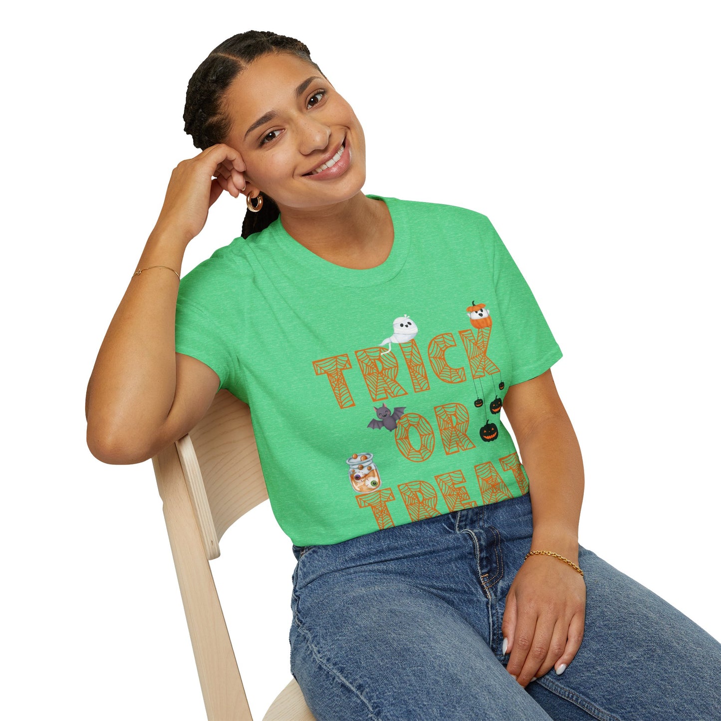 Trick or Treat Halloween Themed T-Shirt- Unisex Softstlye